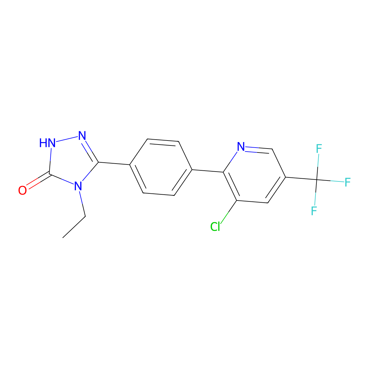 5-{4-[3-chloro-5-(trifluoromethyl)-2-pyridinyl]phenyl}-4-ethyl-2,4-dihydro-3H-1,2,4-triazol-3-one molecular structure, CAS 1092343-50-4