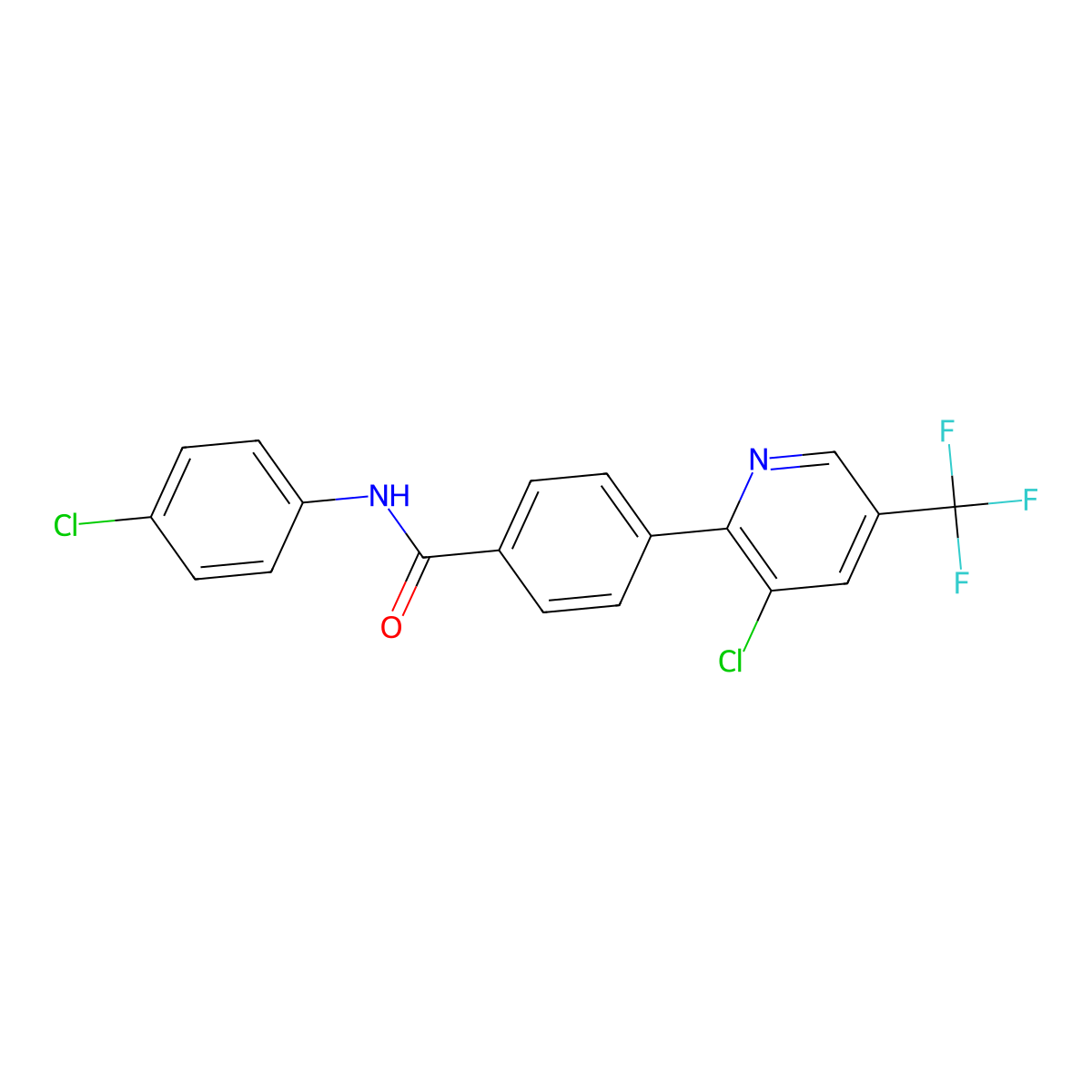 4-[3-chloro-5-(trifluoromethyl)pyridin-2-yl]-N-(4-chlorophenyl)benzamide molecular structure, CAS 1092343-54-8