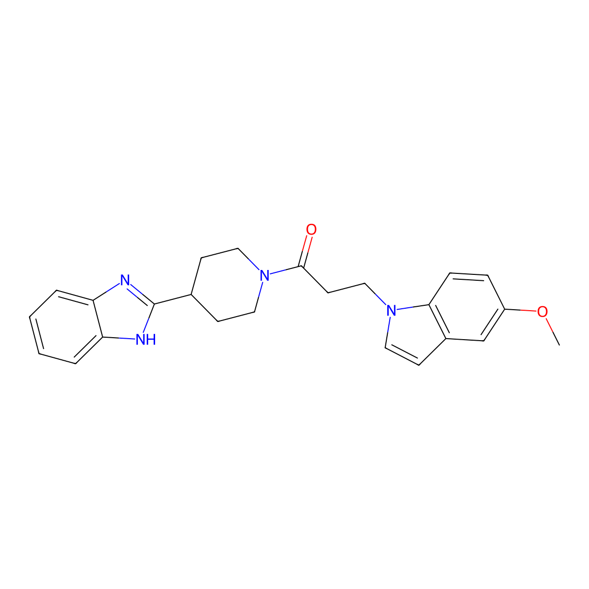 2-{1-[3-(5-methoxy-1H-indol-1-yl)propanoyl]piperidin-4-yl}-1H-benzimidazole molecular structure, CAS 1092343-57-1