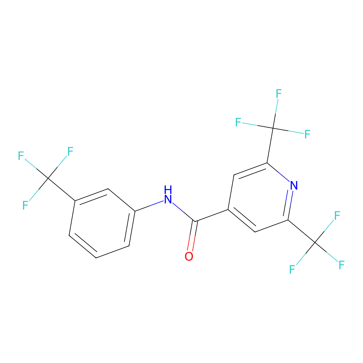 2,6-bis(trifluoromethyl)-N-[3-(trifluoromethyl)phenyl]pyridine-4-carboxamide molecular structure, CAS 1092343-95-7