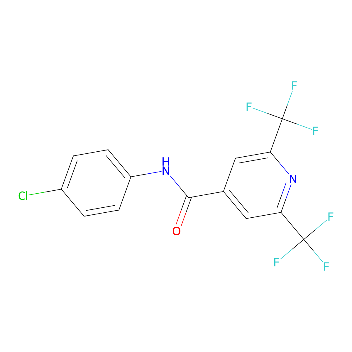 N-(4-chlorophenyl)-2,6-bis(trifluoromethyl)pyridine-4-carboxamide molecular structure, CAS 1092344-00-7