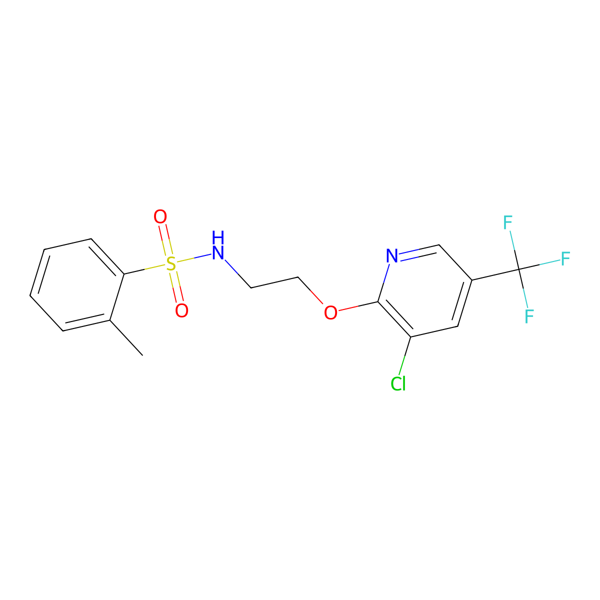 N-(2-{[3-chloro-5-(trifluoromethyl)-2-pyridinyl]oxy}ethyl)-2-methylbenzenesulfonamide molecular structure, CAS 1092344-09-6