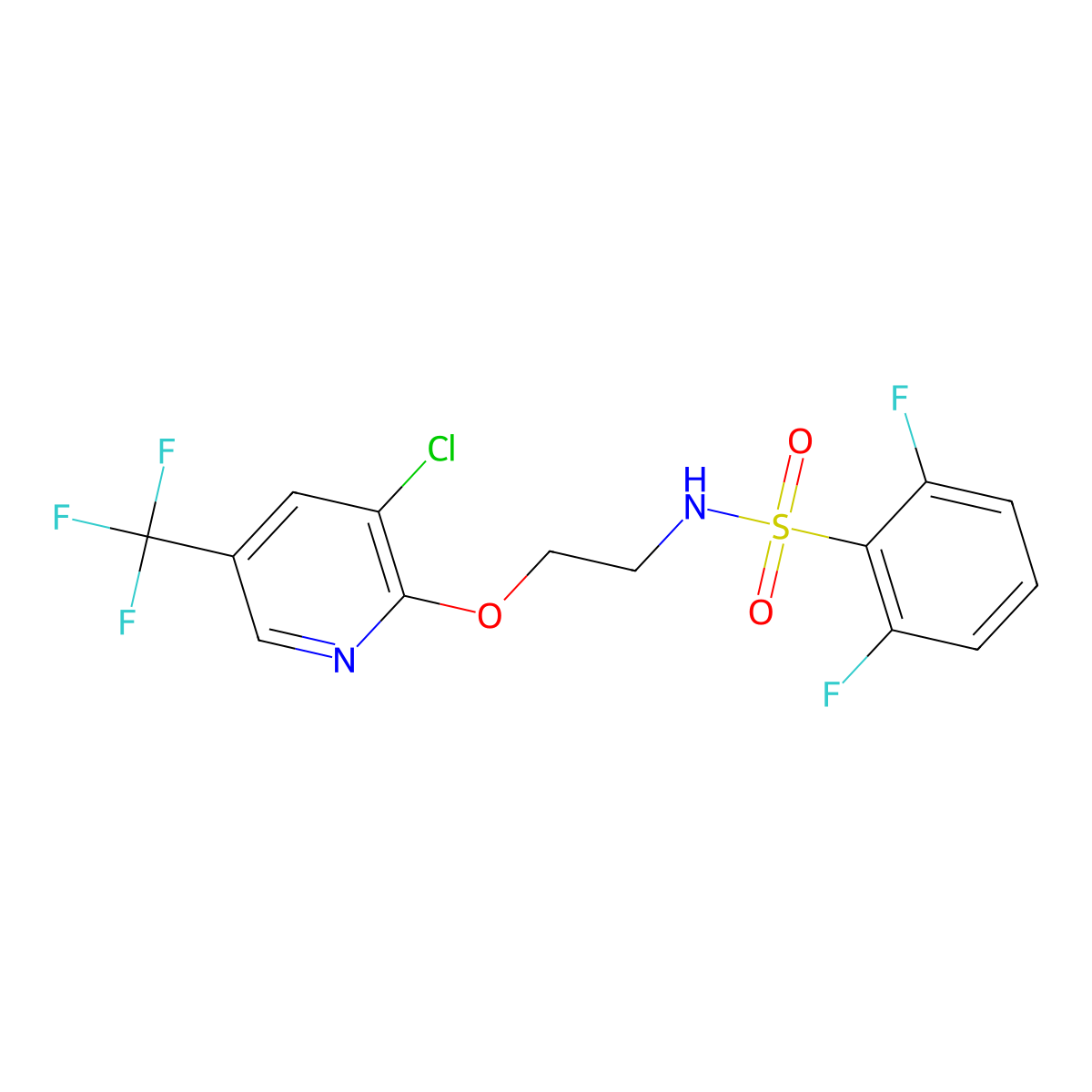 N-(2-{[3-chloro-5-(trifluoromethyl)pyridin-2-yl]oxy}ethyl)-2,6-difluorobenzene-1-sulfonamide molecular structure, CAS 1092344-14-3
