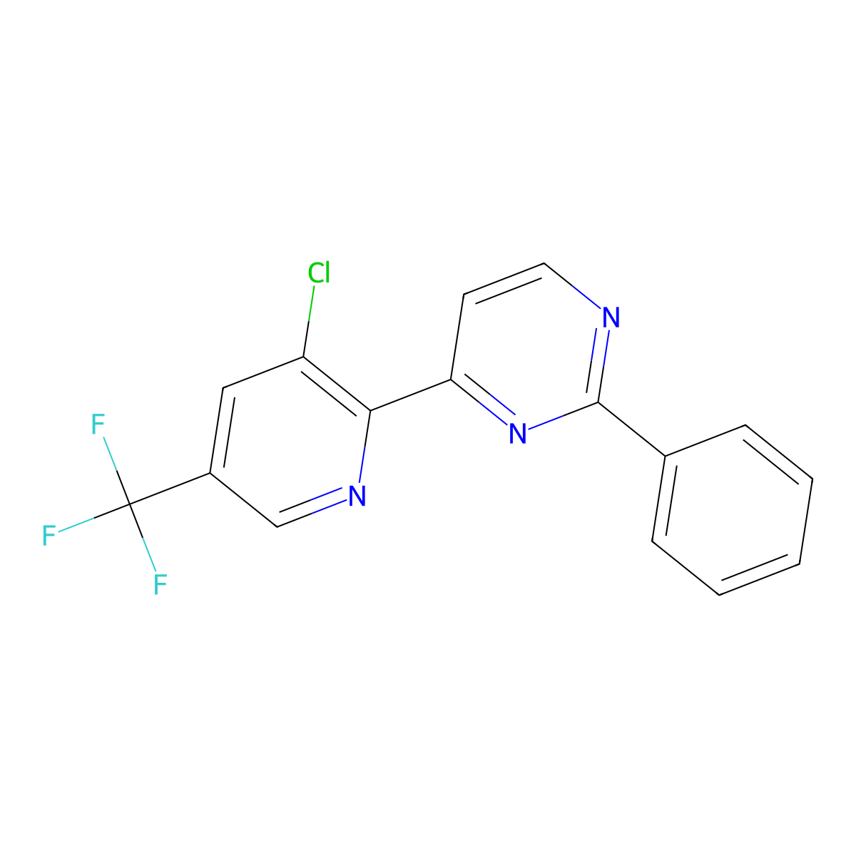 4-[3-Chloro-5-(trifluoromethyl)pyridin-2-yl]-2-phenylpyrimidine molecular structure, CAS 1092344-48-3