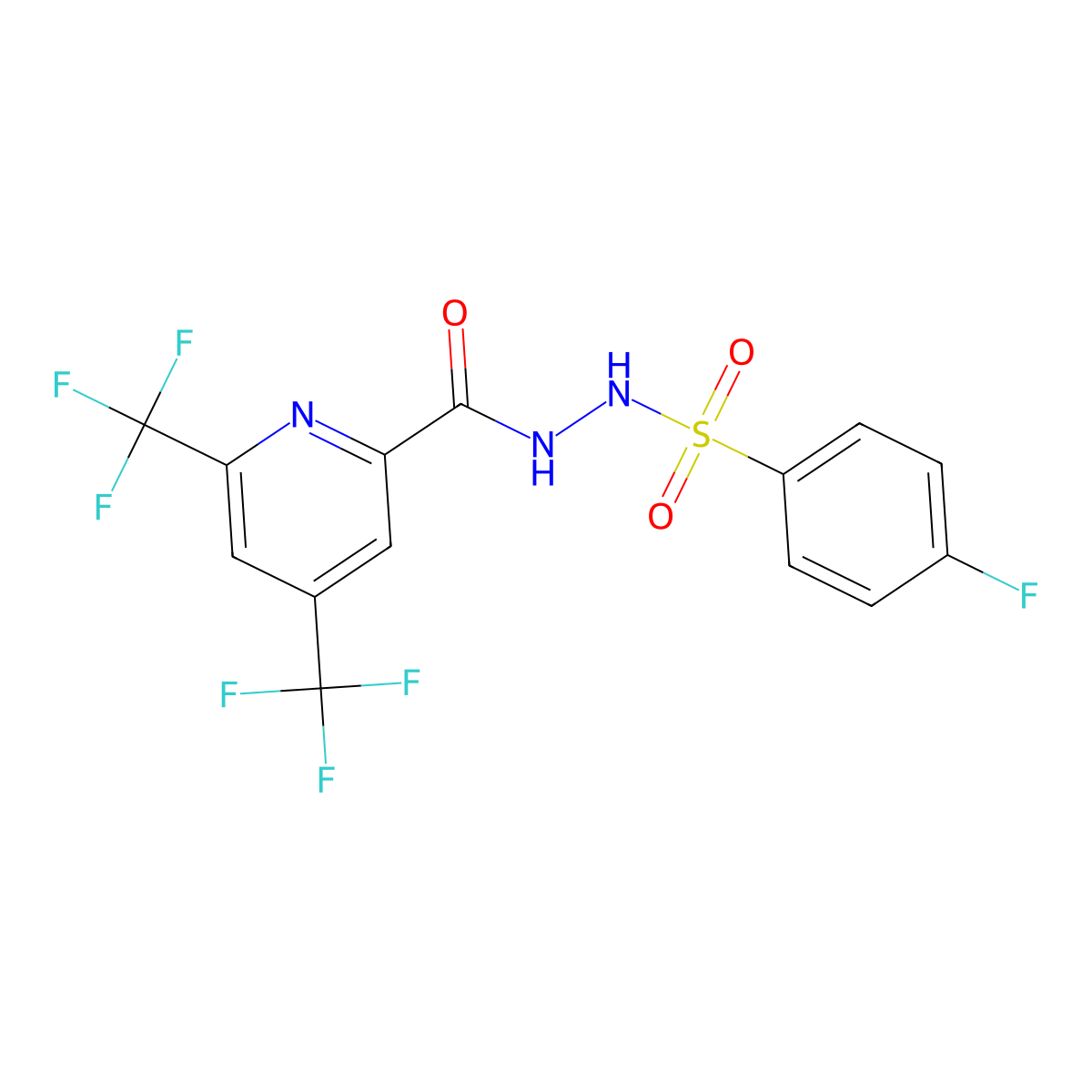 N'-(4-fluorobenzenesulfonyl)-4,6-bis(trifluoromethyl)pyridine-2-carbohydrazide molecular structure, CAS 1092344-68-7