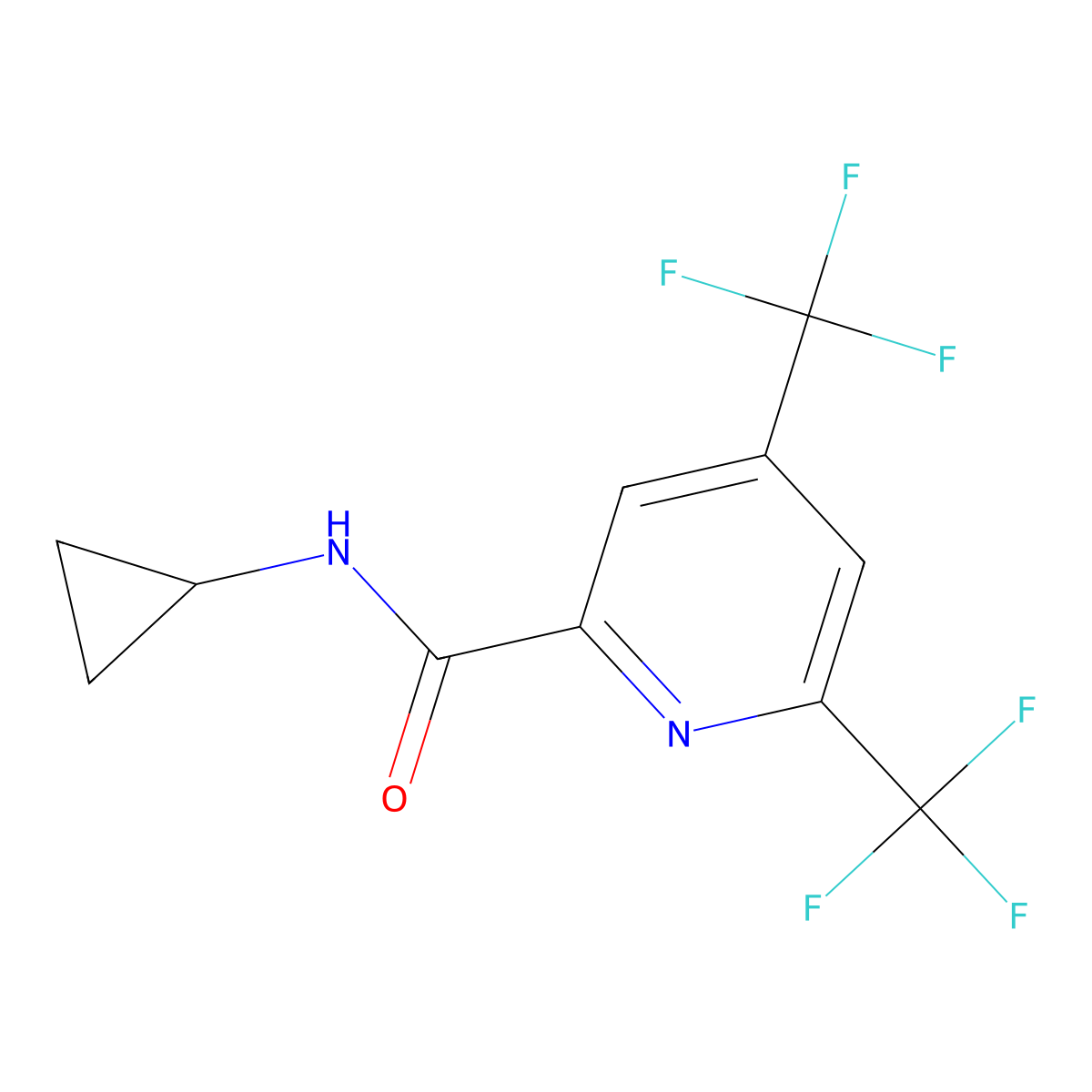 N-cyclopropyl-4,6-bis(trifluoromethyl)-2-pyridinecarboxamide molecular structure, CAS 1092344-94-9