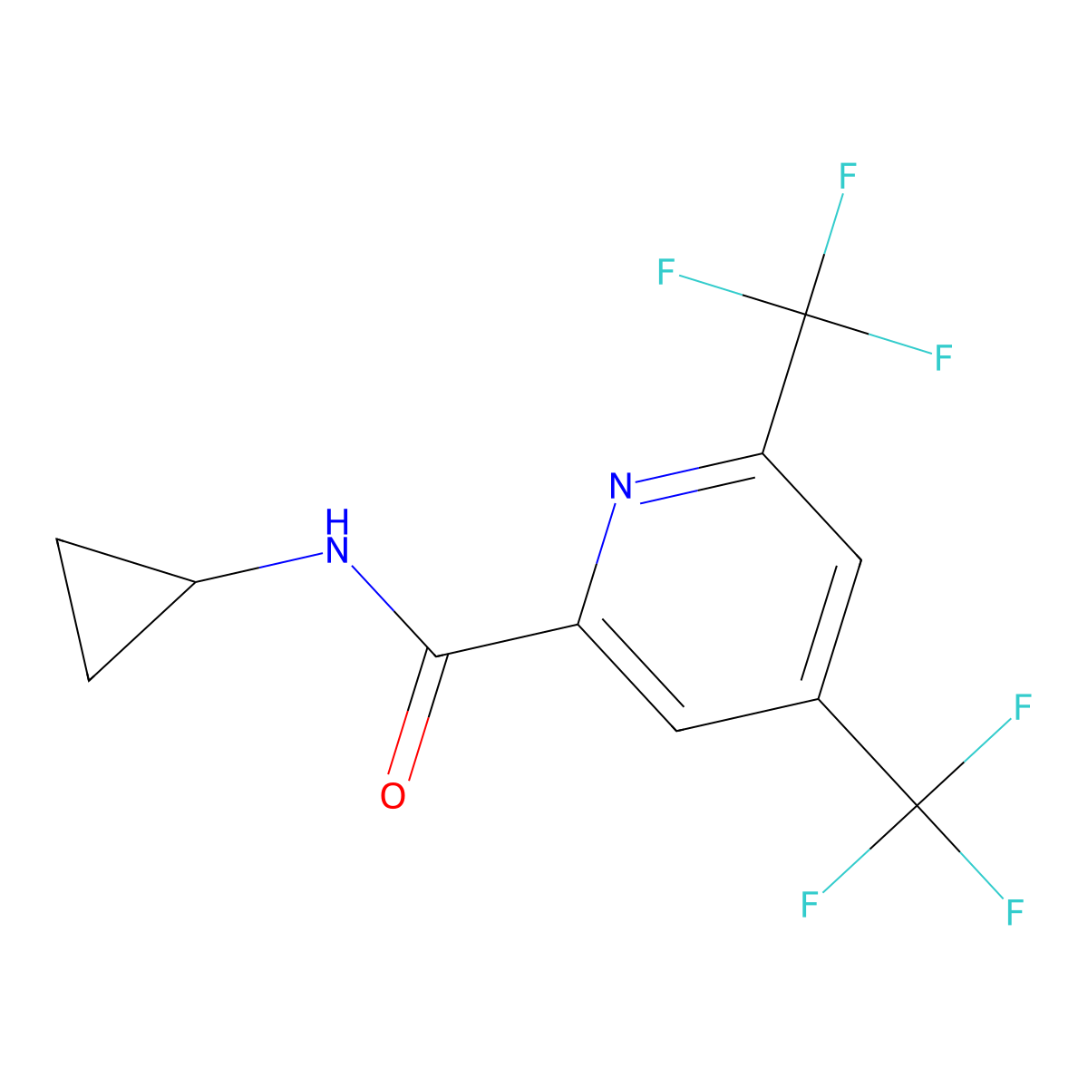 N-cyclopropyl-4,6-bis(trifluoromethyl)-2-pyridinecarboxamide molecular structure, CAS 1092344-94-9