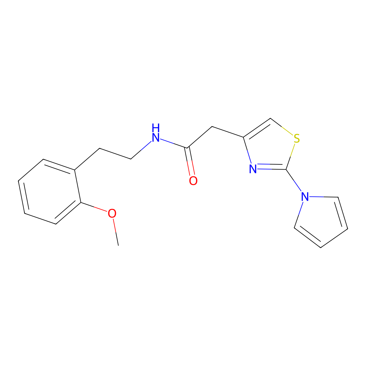 N-[2-(2-methoxyphenyl)ethyl]-2-[2-(1H-pyrrol-1-yl)-1,3-thiazol-4-yl]acetamide molecular structure, CAS 1092345-23-7