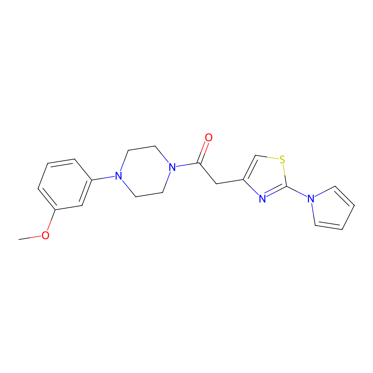 1-(3-methoxyphenyl)-4-{[2-(1H-pyrrol-1-yl)-1,3-thiazol-4-yl]acetyl}piperazine molecular structure, CAS 1092345-41-9