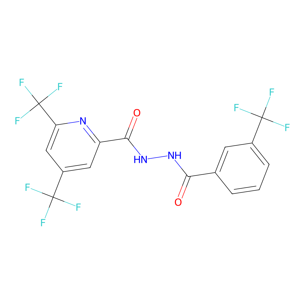 N'-[4,6-bis(trifluoromethyl)pyridine-2-carbonyl]-3-(trifluoromethyl)benzohydrazide molecular structure, CAS 1092345-45-3