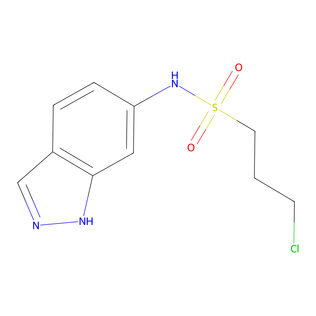 3-chloro-N-(1H-indazol-6-yl)-1-propanesulfonamide molecular structure, CAS 1092345-50-0