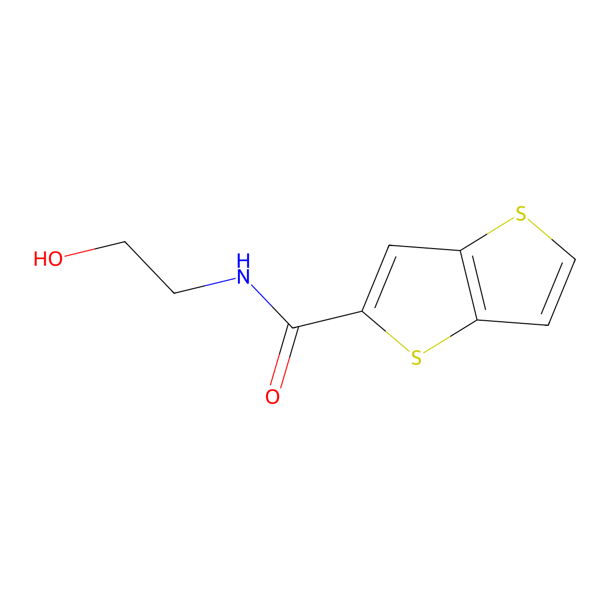 N-(2-hydroxyethyl)thieno[3,2-b]thiophene-2-carboxamide molecular structure, CAS 1092345-52-2