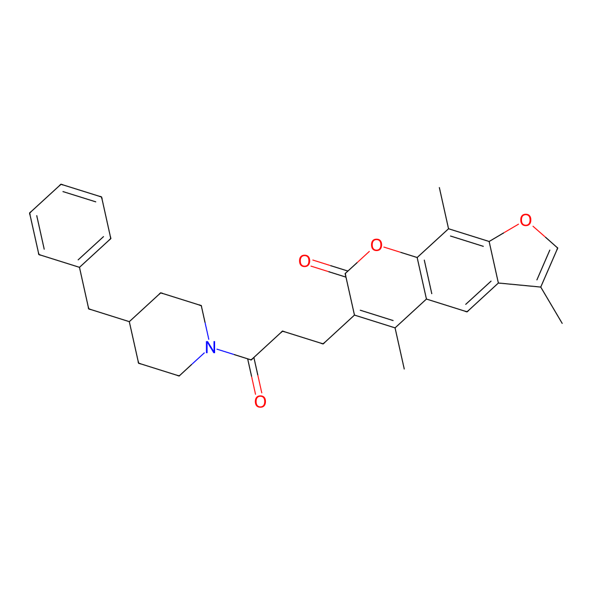 6-[3-(4-benzylpiperidin-1-yl)-3-oxopropyl]-3,5,9-trimethyl-7H-furo[3,2-g]chromen-7-one molecular structure, CAS 1092345-53-3