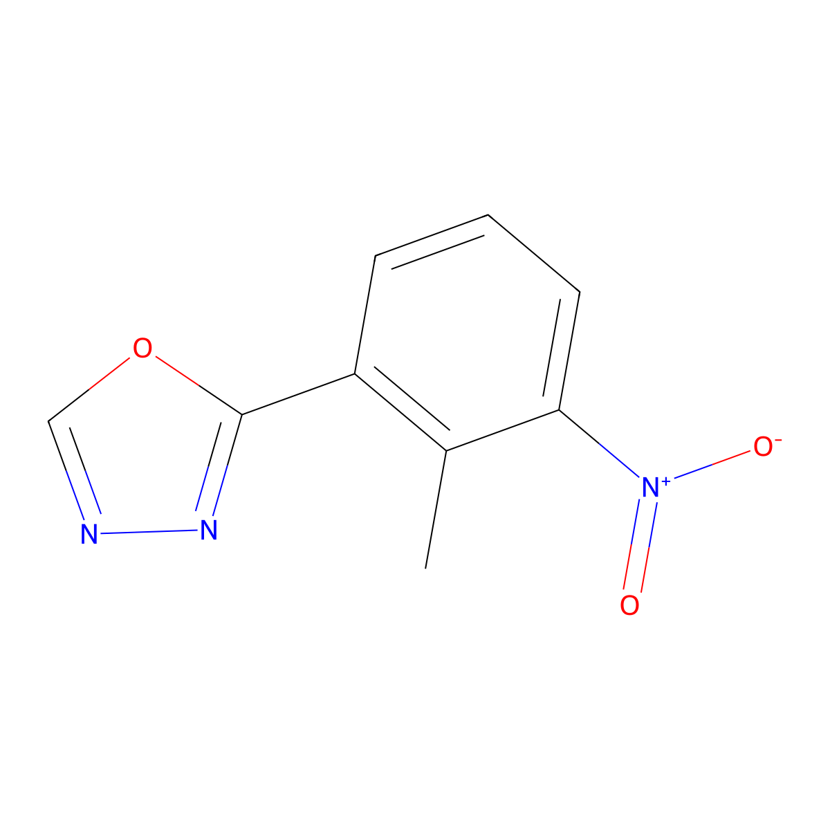 2-(2-Methyl-3-nitrophenyl)-1,3,4-oxadiazole molecular structure, CAS 1092345-76-0