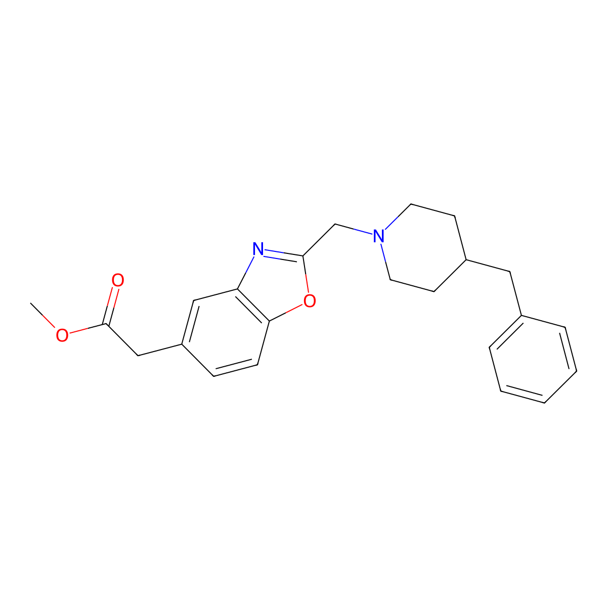 Methyl 2-{2-[(4-benzylpiperidino)methyl]-1,3-benzoxazol-5-yl}acetate molecular structure, CAS 1092345-82-8