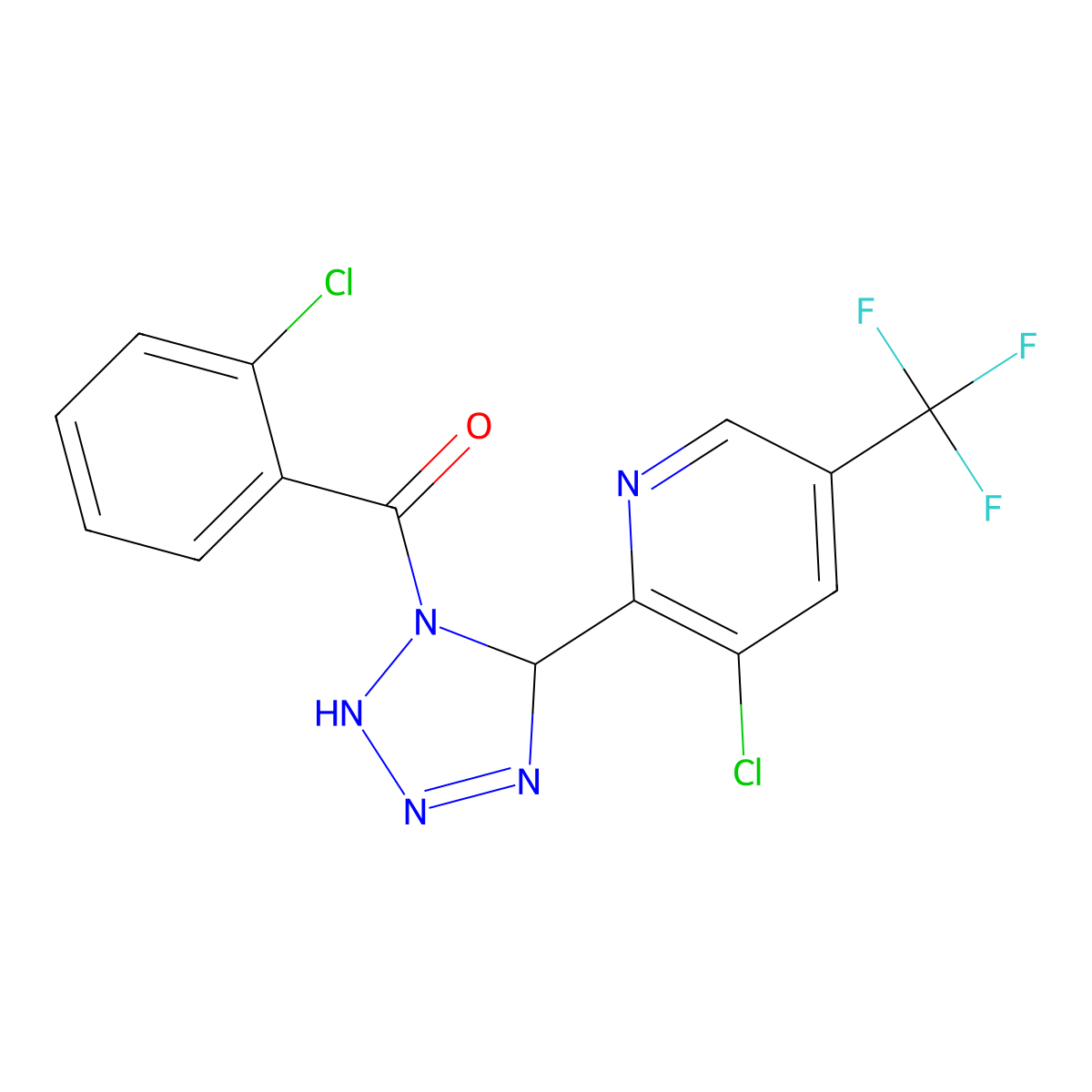 3-chloro-2-[1-(2-chlorobenzoyl)-4,5-dihydro-1H-1,2,3,4-tetrazol-5-yl]-5-(trifluoromethyl)pyridine molecular structure, CAS 1092345-83-9