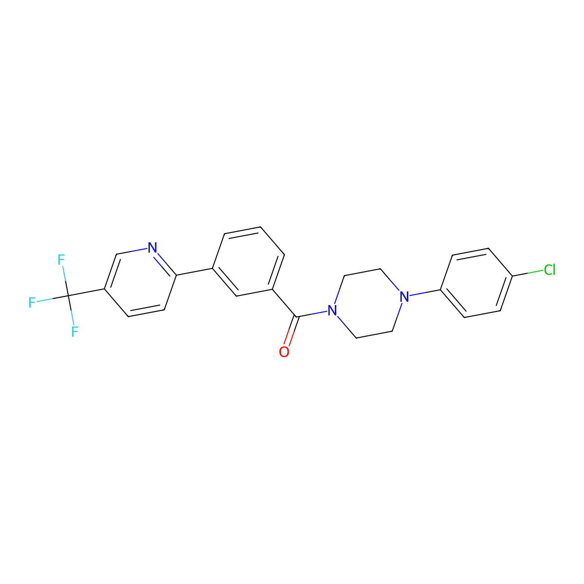 1-(4-Chlorophenyl)-4-{3-[5-(trifluoromethyl)pyridin-2-yl]benzoyl}piperazine molecular structure, CAS 1092345-92-0