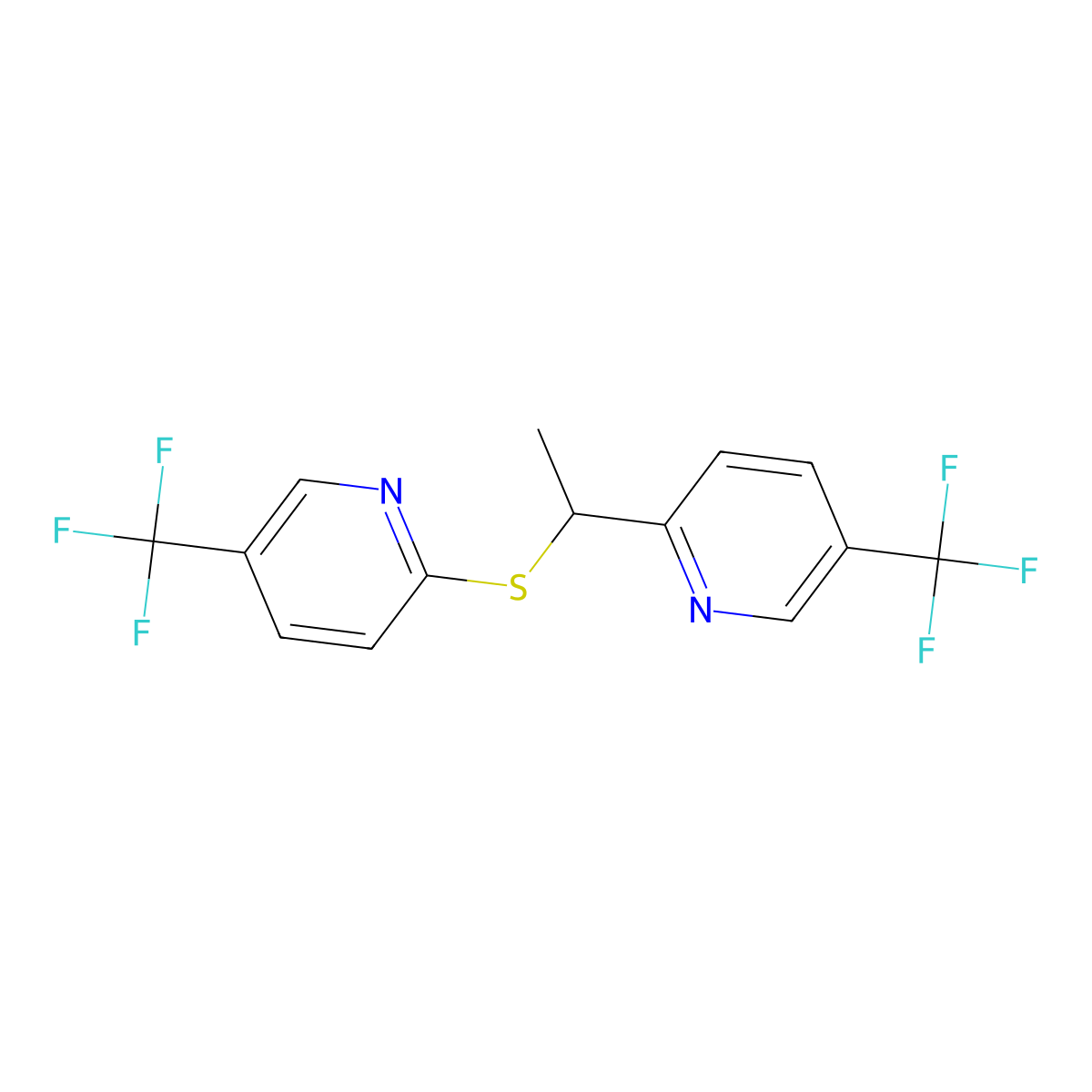 5-(Trifluoromethyl)-2-(1-{[5-(trifluoromethyl)pyridin-2-yl]sulfanyl}ethyl)pyridine molecular structure, CAS 1092345-95-3