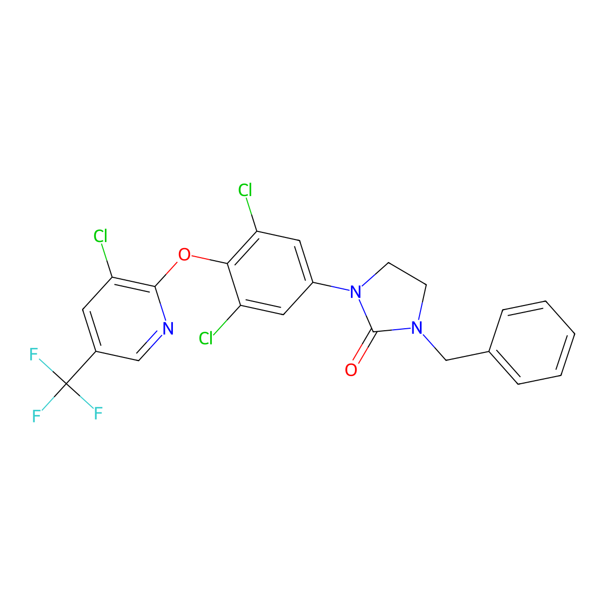 1-Benzyl-3-(3,5-dichloro-4-{[3-chloro-5-(trifluoromethyl)pyridin-2-yl]oxy}phenyl)imidazolidin-2-one molecular structure, CAS 1092345-97-5