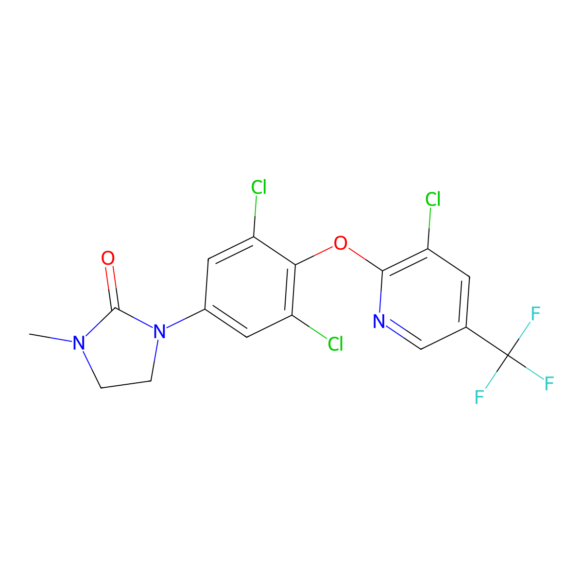 1-(3,5-Dichloro-4-{[3-chloro-5-(trifluoromethyl)pyridin-2-yl]oxy}phenyl)-3-methylimidazolidin-2-one molecular structure, CAS 1092345-98-6
