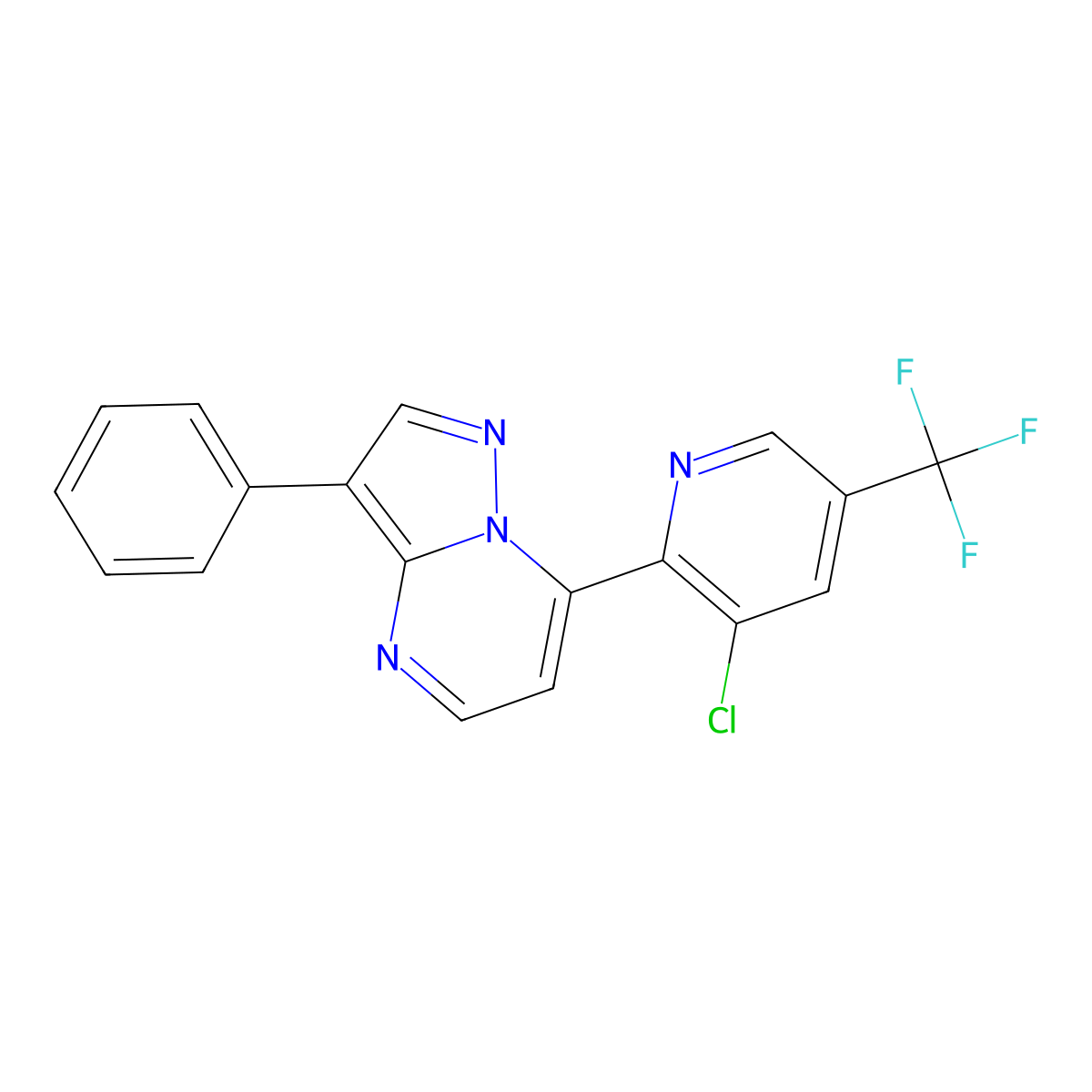 7-[3-Chloro-5-(trifluoromethyl)-2-pyridinyl]-3-phenylpyrazolo[1,5-a]pyrimidine molecular structure, CAS 1092345-99-7