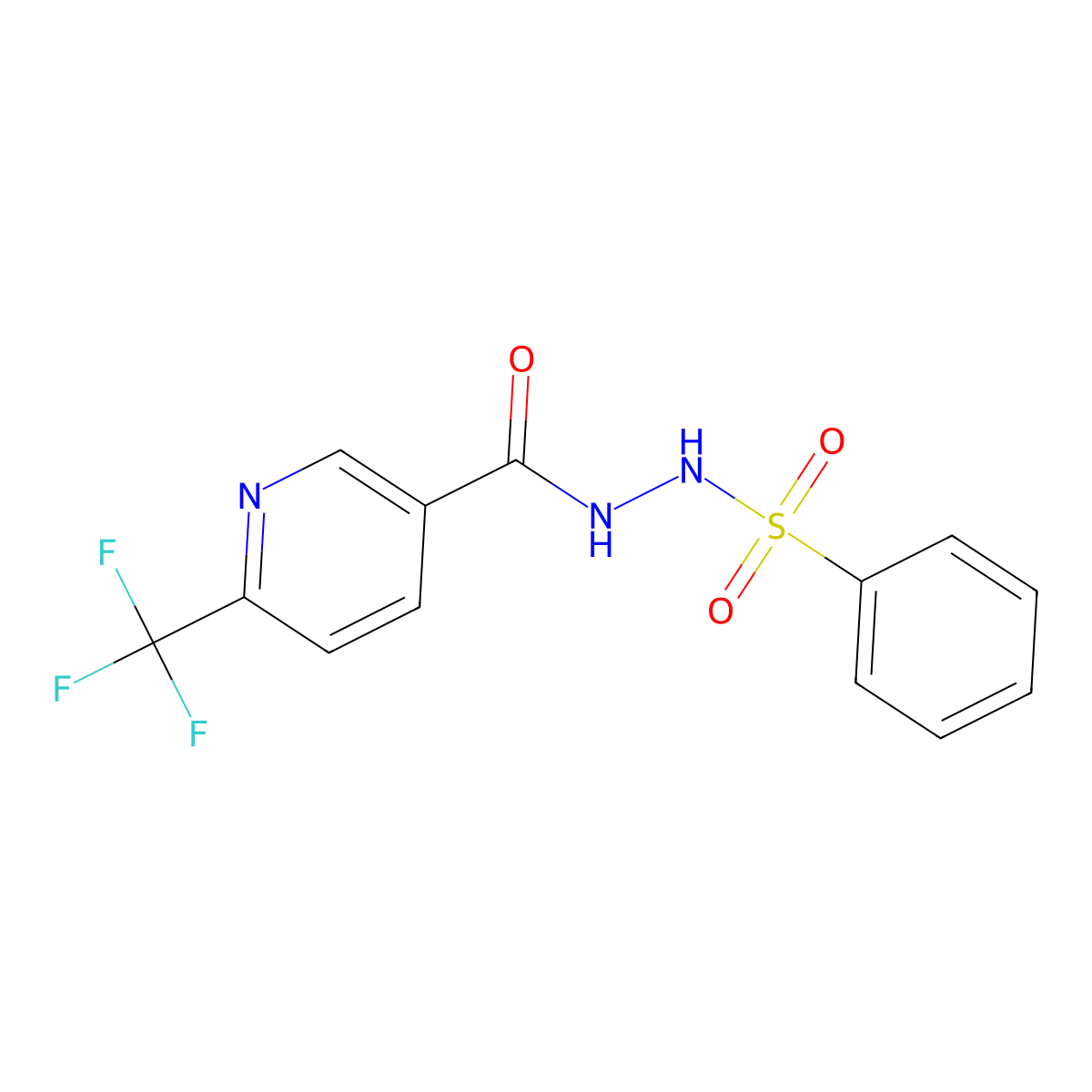 N'-{[6-(trifluoromethyl)-3-pyridinyl]carbonyl}benzenesulfonohydrazide molecular structure, CAS 1092346-06-9