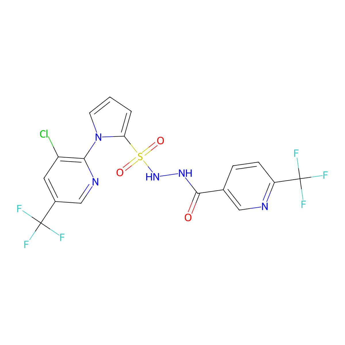 N'-({1-[3-chloro-5-(trifluoromethyl)pyridin-2-yl]-1H-pyrrol-2-yl}sulfonyl)-6-(trifluoromethyl)pyridine-3-carbohydrazide molecular structure, CAS 1092346-07-0