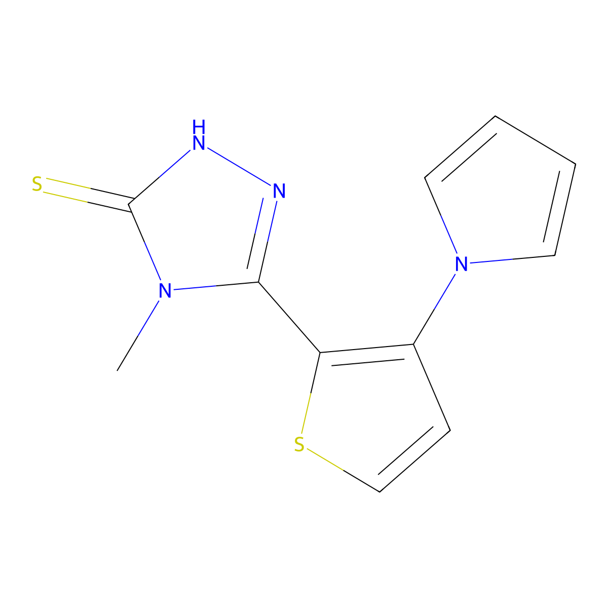 4-methyl-5-[3-(1H-pyrrol-1-yl)-2-thienyl]-4H-1,2,4-triazol-3-ylhydrosulfide molecular structure, CAS 1092346-11-6