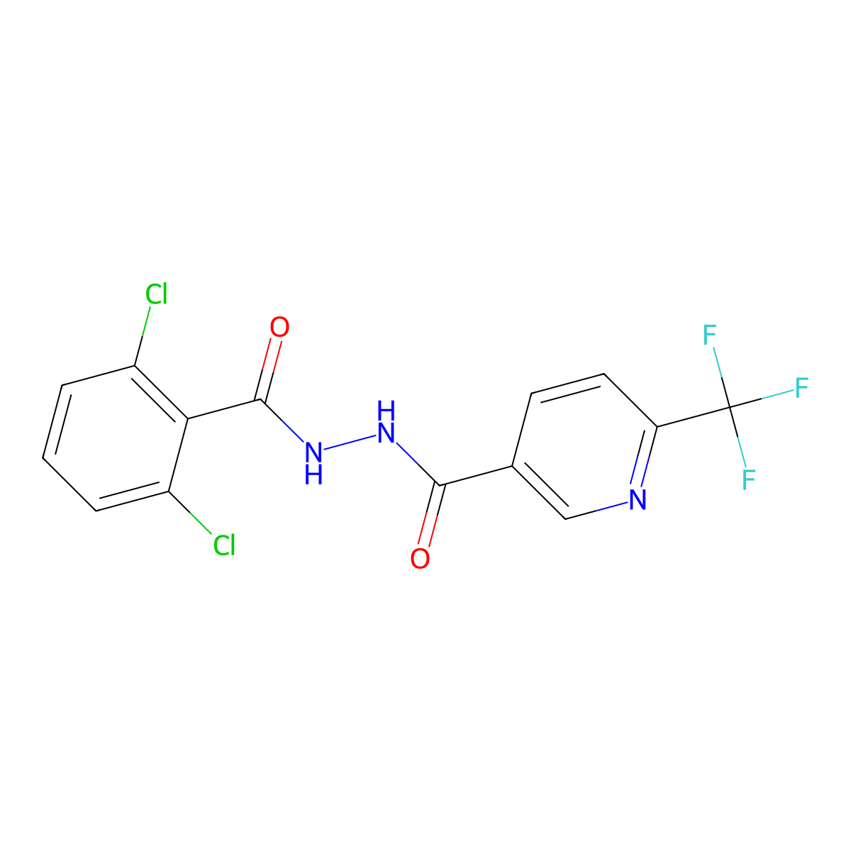 2,6-dichloro-N'-[6-(trifluoromethyl)pyridine-3-carbonyl]benzohydrazide molecular structure, CAS 1092346-14-9