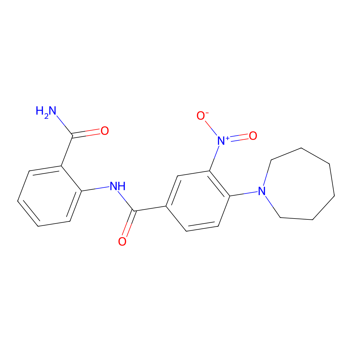 N-[2-(aminocarbonyl)phenyl]-4-(1-azepanyl)-3-nitrobenzenecarboxamide molecular structure, CAS 1092346-15-0