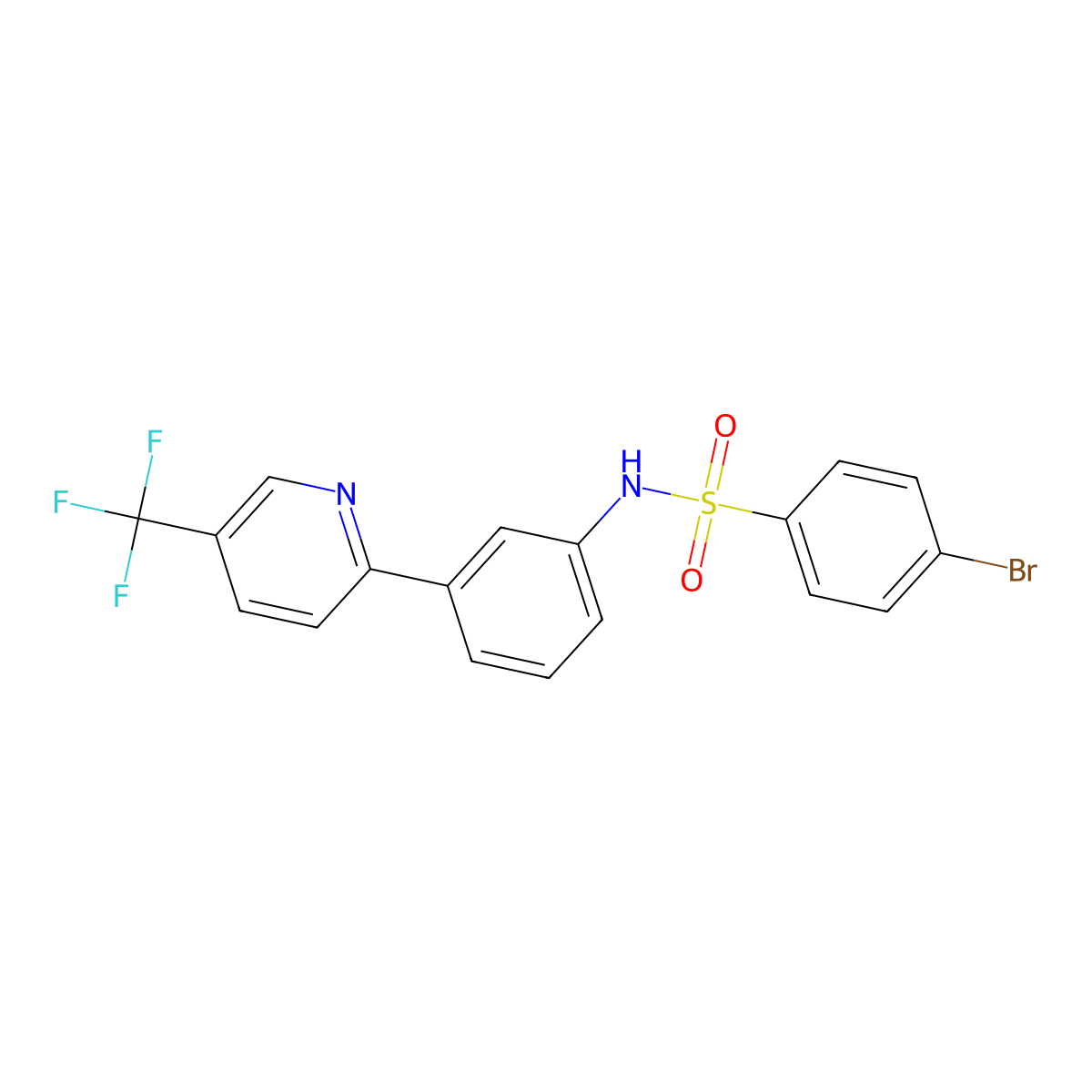 4-bromo-N-{3-[5-(trifluoromethyl)pyridin-2-yl]phenyl}benzene-1-sulfonamide molecular structure, CAS 1092346-17-2