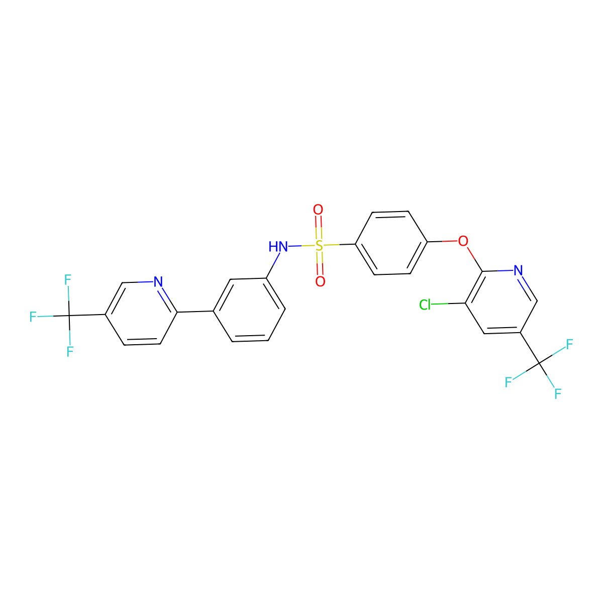 4-{[3-chloro-5-(trifluoromethyl)pyridin-2-yl]oxy}-N-{3-[5-(trifluoromethyl)pyridin-2-yl]phenyl}benzene-1-sulfonamide molecular structure, CAS 1092346-23-0