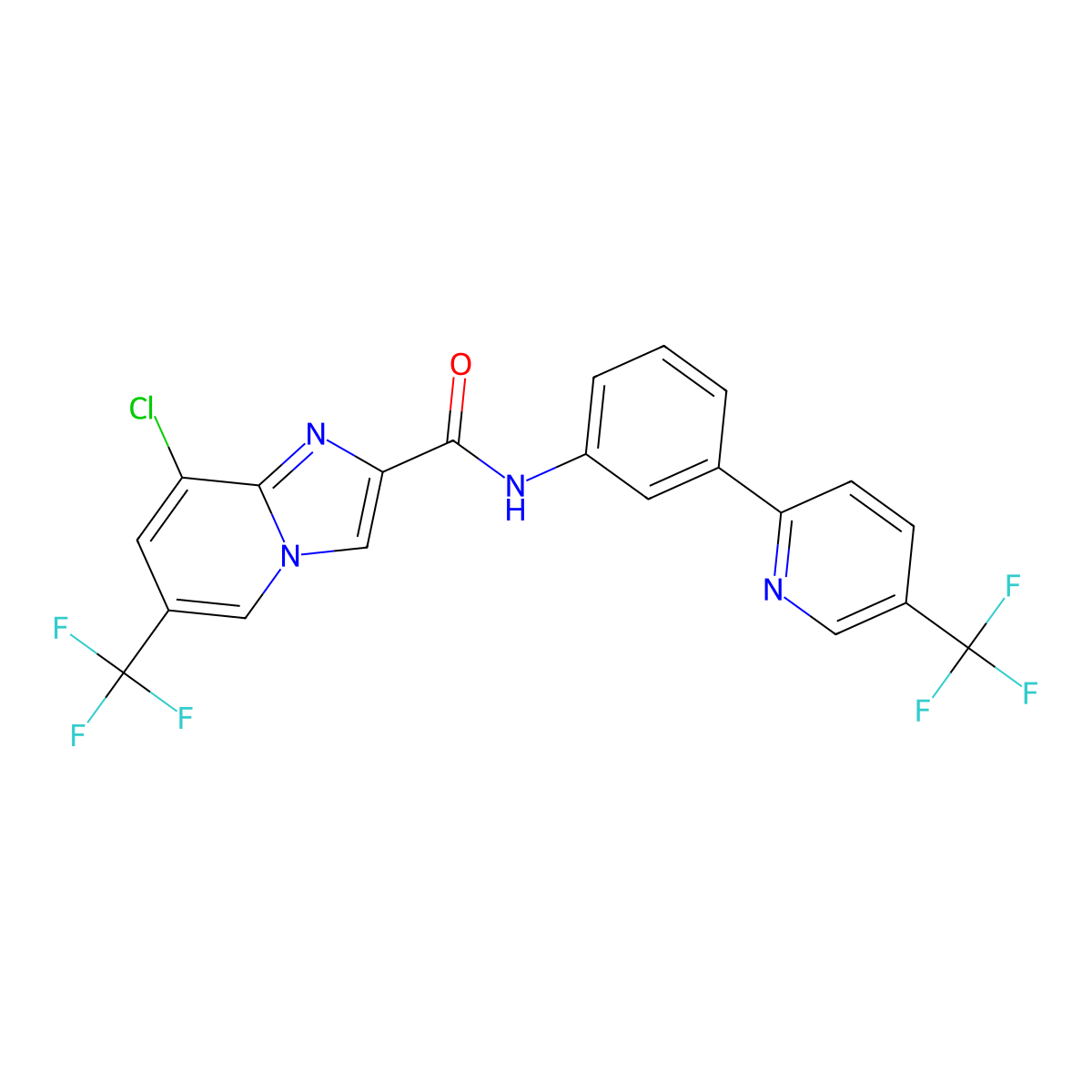 8-chloro-6-(trifluoromethyl)-N-{3-[5-(trifluoromethyl)pyridin-2-yl]phenyl}imidazo[1,2-a]pyridine-2-carboxamide molecular structure, CAS 1092346-25-2