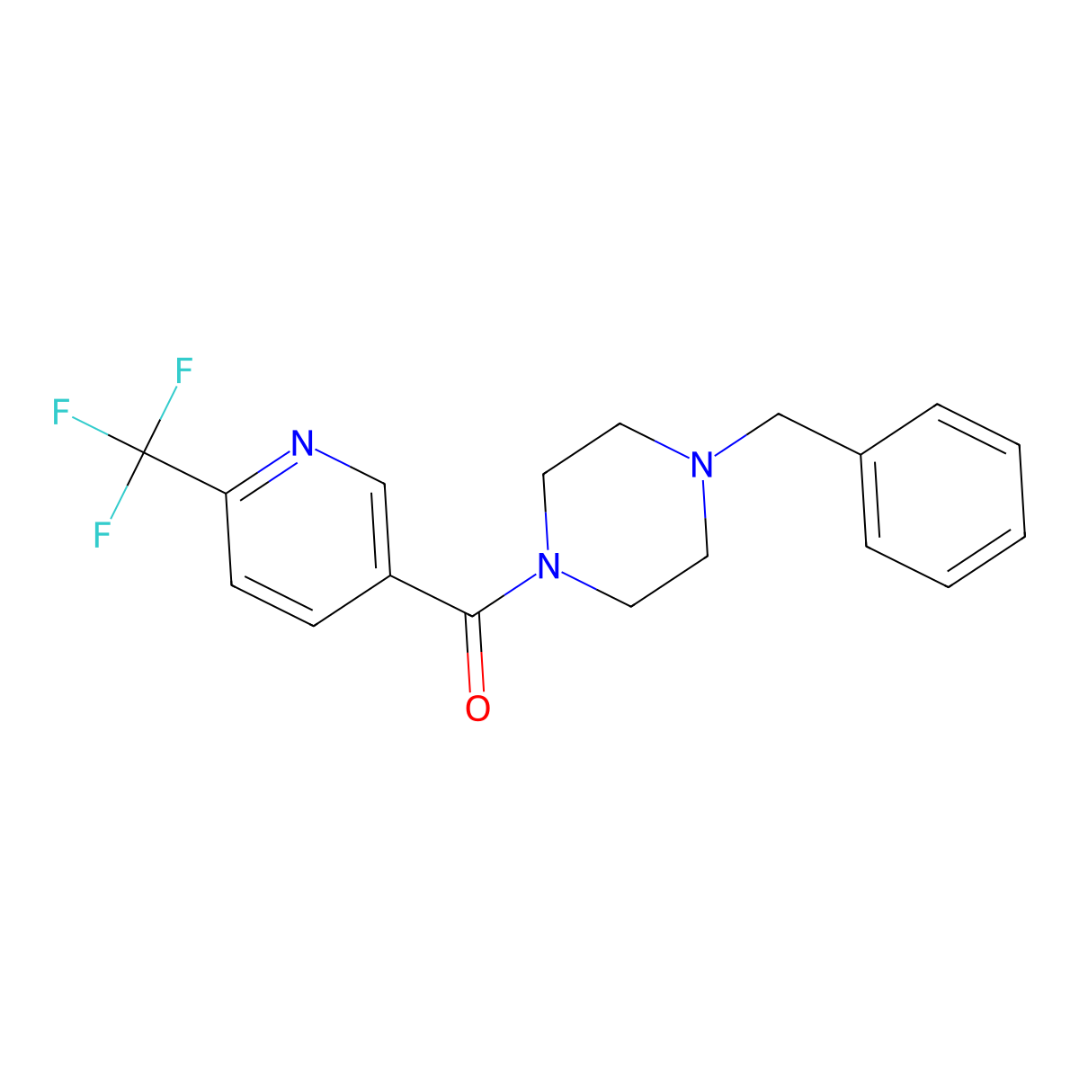 1-Benzyl-4-[6-(trifluoromethyl)pyridine-3-carbonyl]piperazine molecular structure, CAS 1092346-34-3