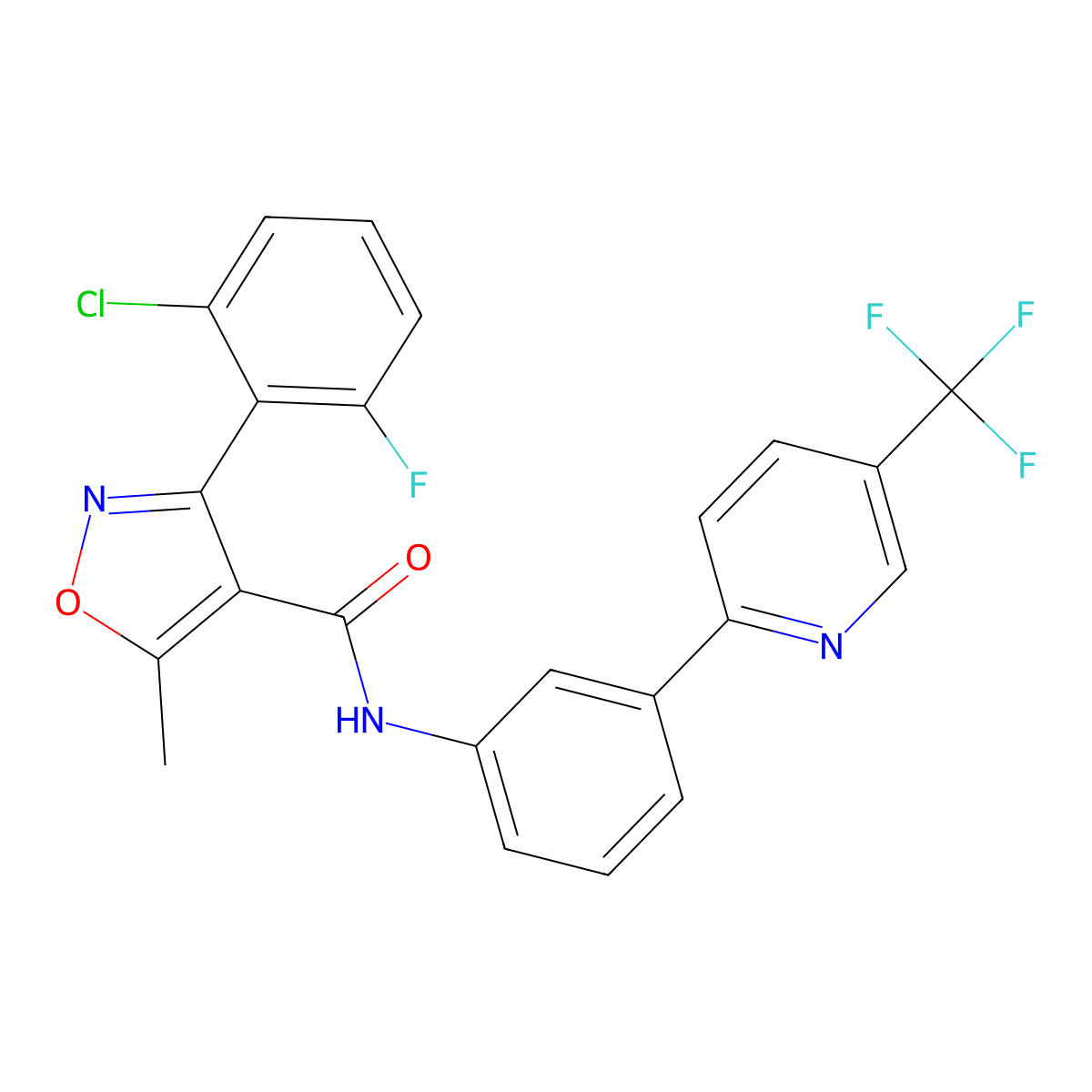 3-(2-chloro-6-fluorophenyl)-5-methyl-N-{3-[5-(trifluoromethyl)pyridin-2-yl]phenyl}-1,2-oxazole-4-carboxamide molecular structure, CAS 1092346-37-6