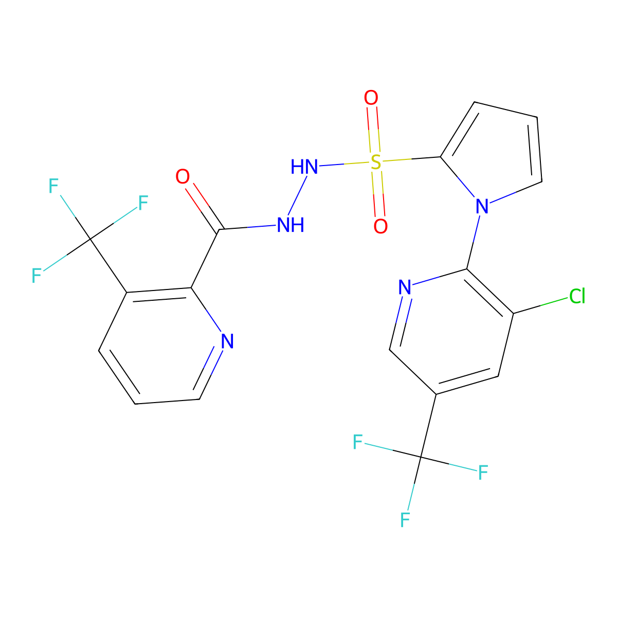 N'-({1-[3-chloro-5-(trifluoromethyl)pyridin-2-yl]-1H-pyrrol-2-yl}sulfonyl)-3-(trifluoromethyl)pyridine-2-carbohydrazide molecular structure, CAS 1092346-42-3