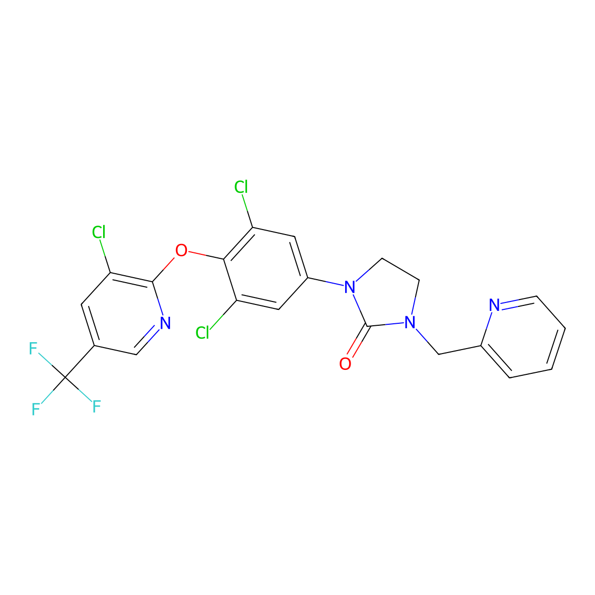 1-(3,5-Dichloro-4-{[3-chloro-5-(trifluoromethyl)pyridin-2-yl]oxy}phenyl)-3-[(pyridin-2-yl)methyl]imidazolidin-2-one molecular structure, CAS 1092346-45-6