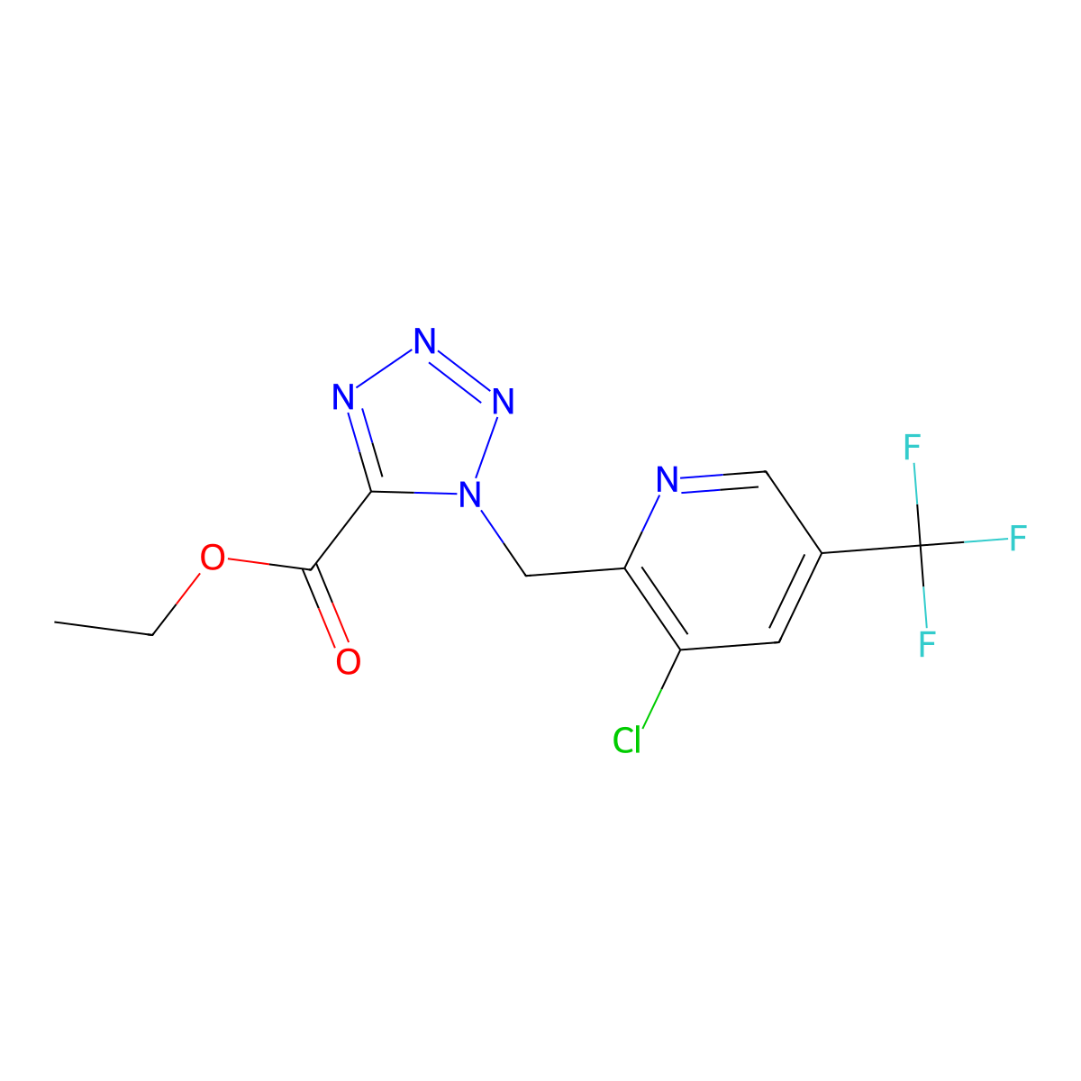 ethyl 1-{[3-chloro-5-(trifluoromethyl)-2-pyridinyl]methyl}-1H-1,2,3,4-tetraazole-5-carboxylate molecular structure, CAS 1092346-51-4