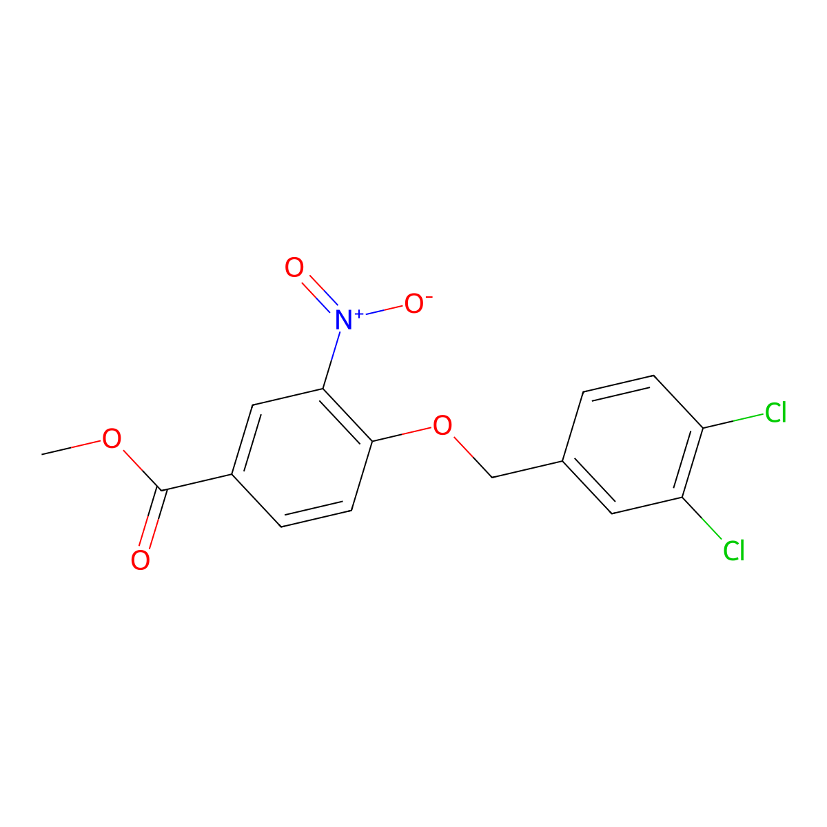 Methyl 4-[(3,4-dichlorobenzyl)oxy]-3-nitrobenzenecarboxylate molecular structure, CAS 1092346-58-1