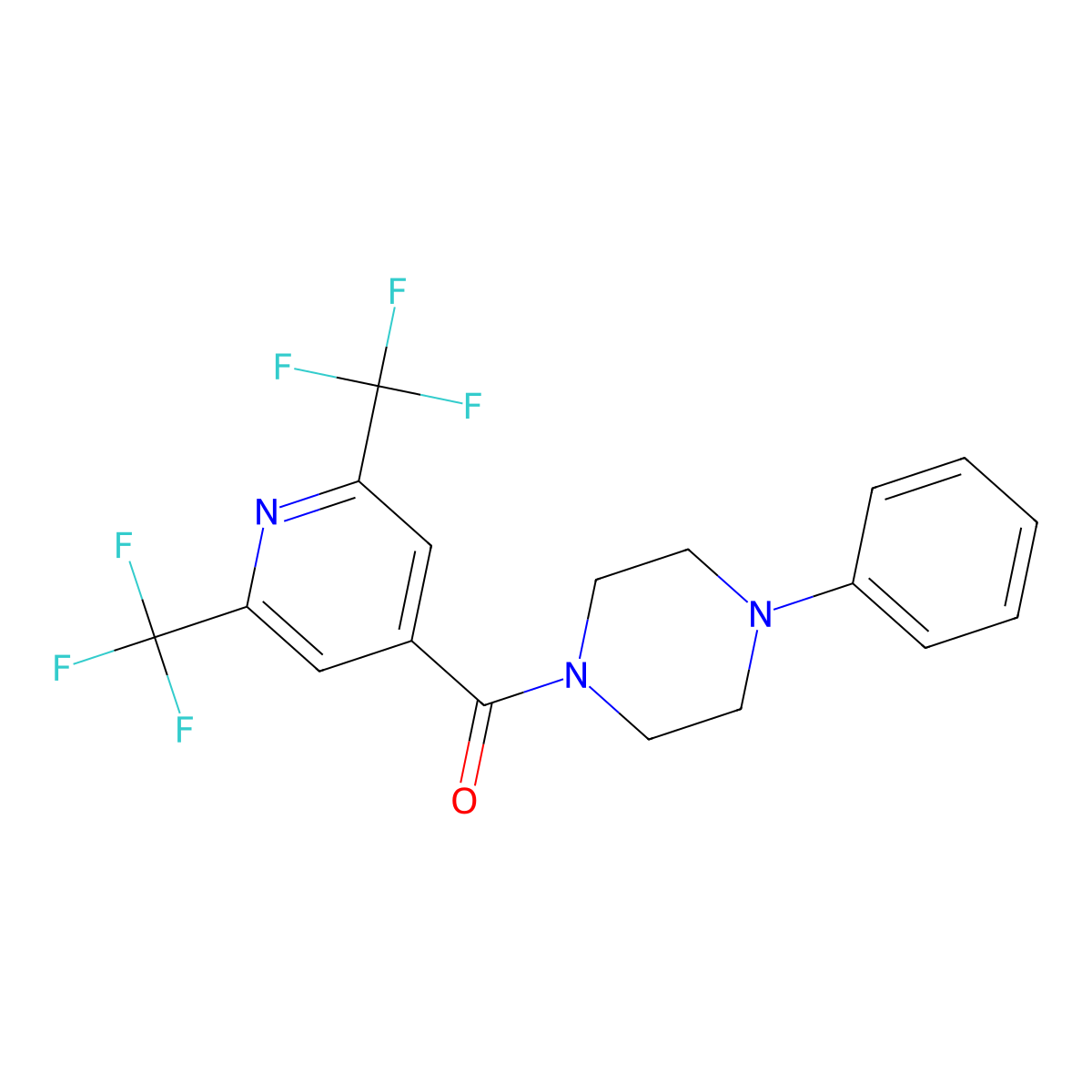 1-[2,6-Bis(trifluoromethyl)pyridine-4-carbonyl]-4-phenylpiperazine molecular structure, CAS 1092346-68-3