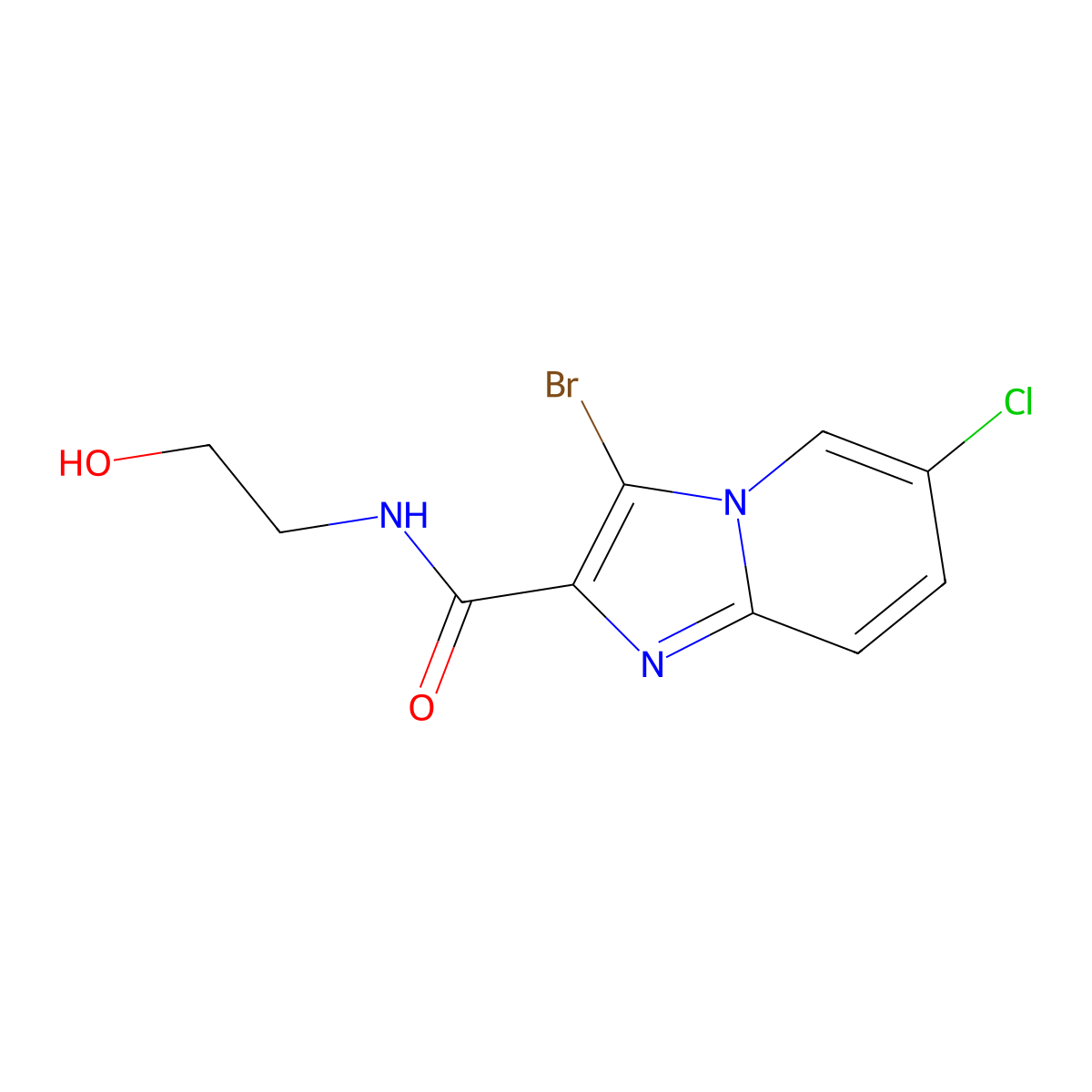 3-bromo-6-chloro-N-(2-hydroxyethyl)imidazo[1,2-a]pyridine-2-carboxamide molecular structure, CAS 1092346-69-4