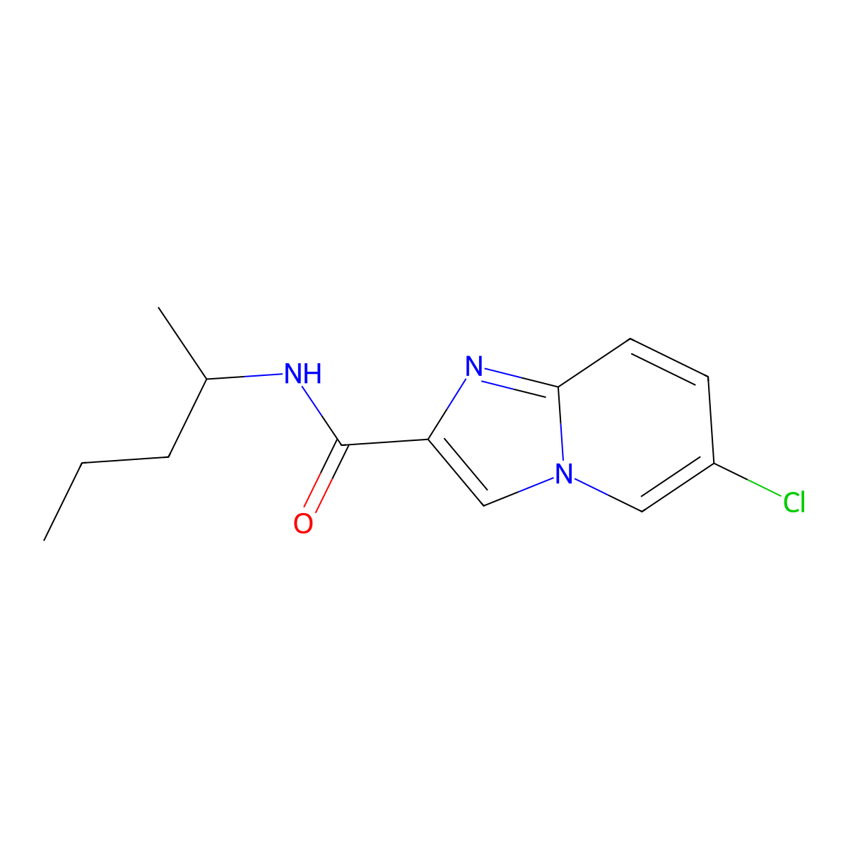 6-chloro-N-(1-methylbutyl)imidazo[1,2-a]pyridine-2-carboxamide molecular structure, CAS 1092346-73-0