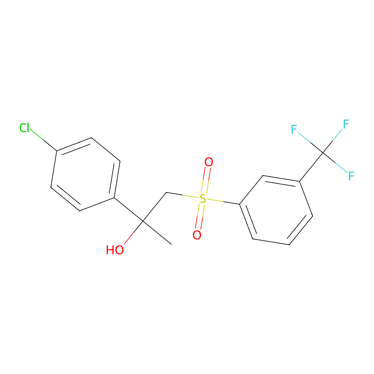 2-(4-Chlorophenyl)-1-{[3-(trifluoromethyl)phenyl]sulfonyl}-2-propanol molecular structure, CAS 1092346-75-2
