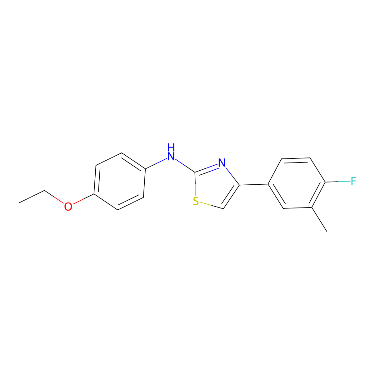 N-(4-ethoxyphenyl)-4-(4-fluoro-3-methylphenyl)-1,3-thiazol-2-amine molecular structure, CAS 1092346-81-0