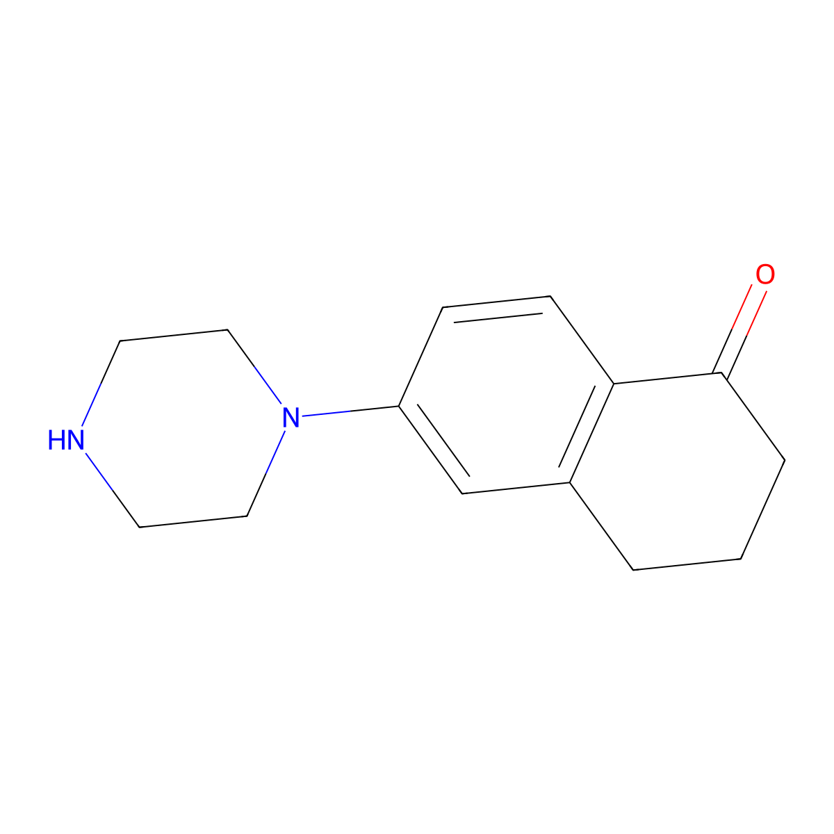 6-(piperazin-1-yl)-3,4-dihydronaphthalen-1(2H)-one molecular structure, CAS 1092349-16-0