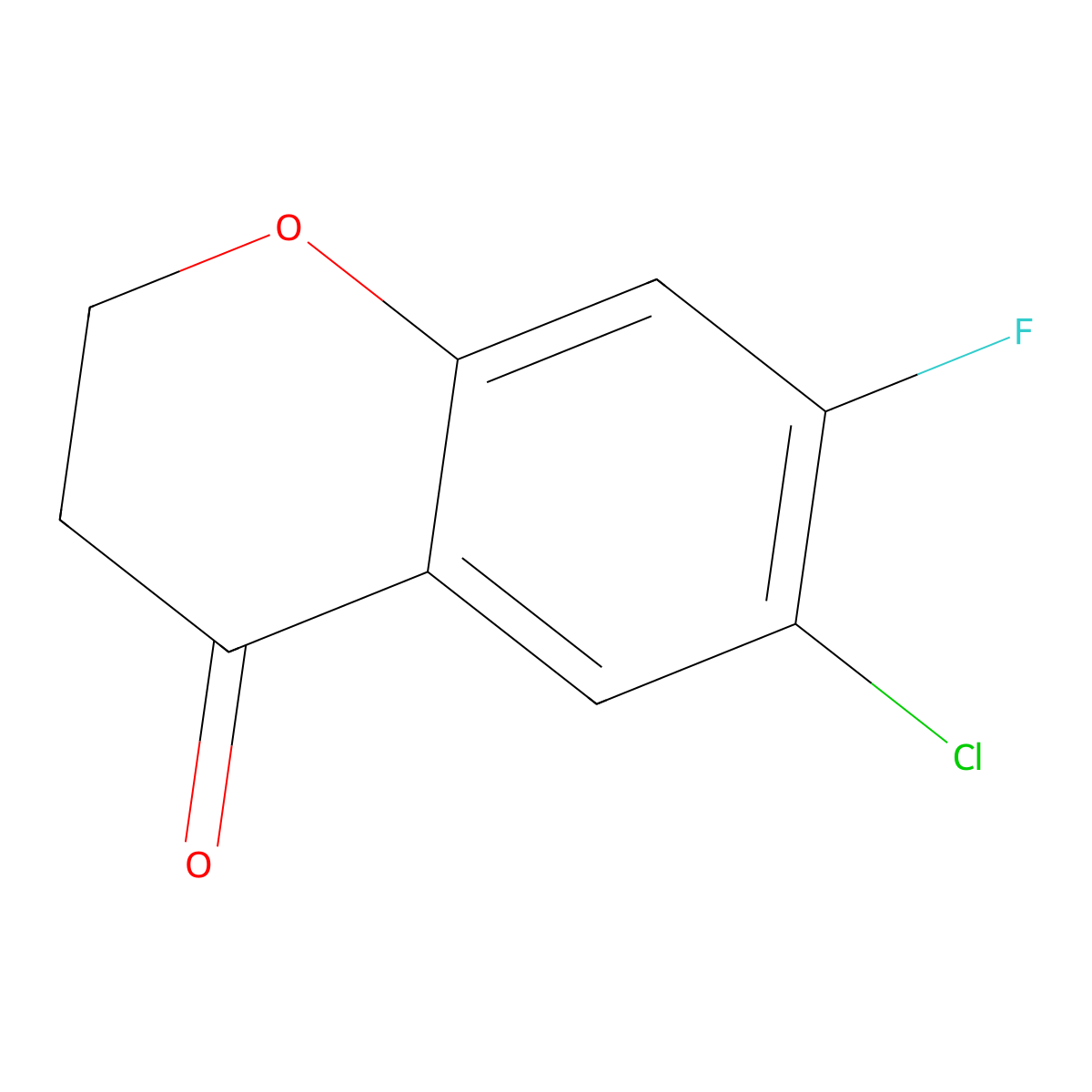 6-chloro-7-fluoro-3,4-dihydro-2H-1-benzopyran-4-one molecular structure, CAS 1092349-25-1