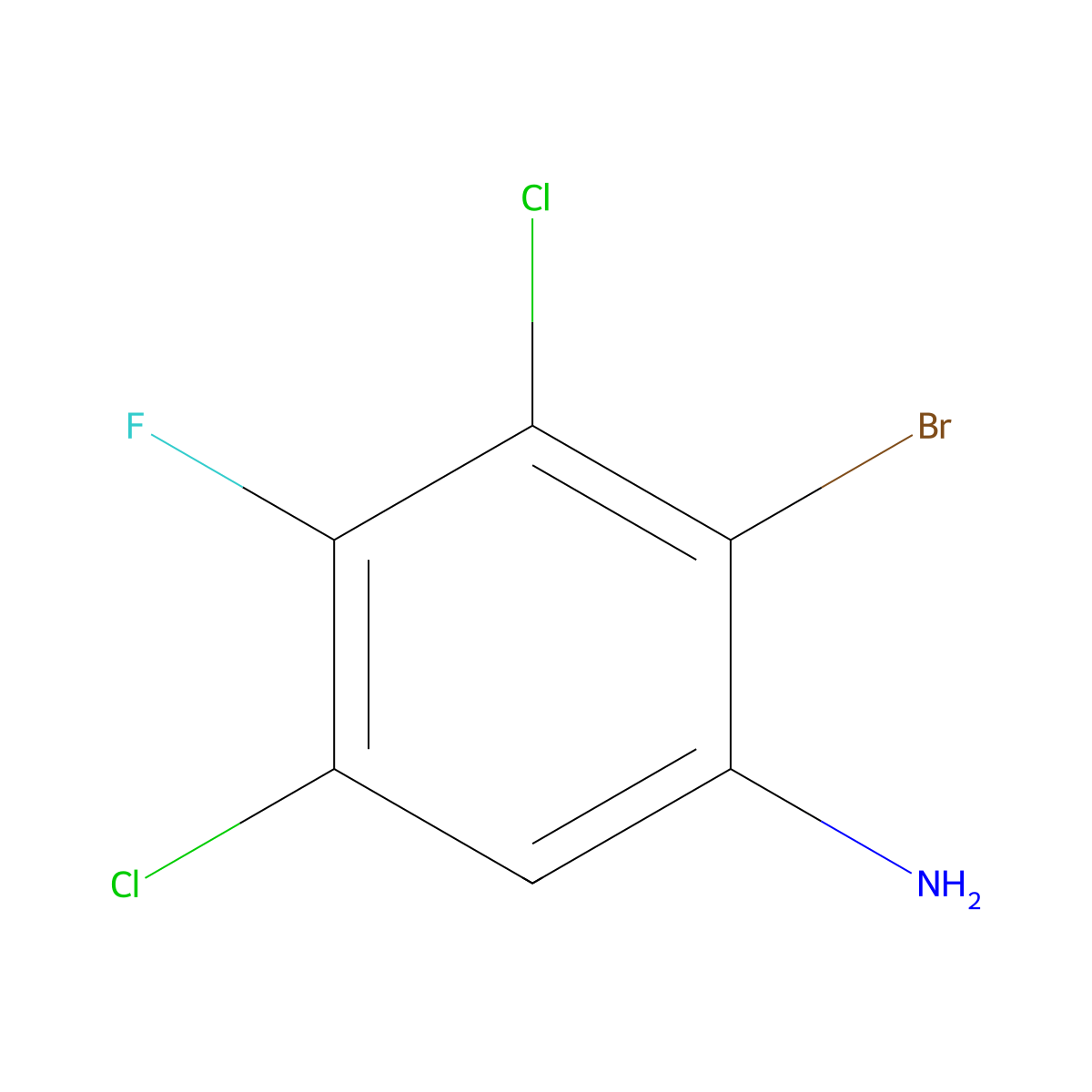 2-Bromo-3,5-dichloro-4-fluoroaniline molecular structure, CAS 1092350-32-7