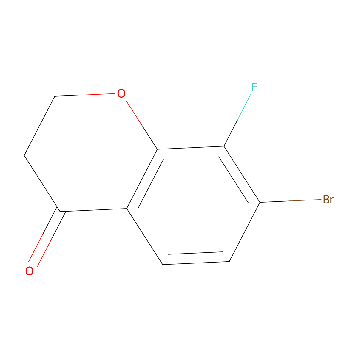 7-bromo-8-fluoro-3,4-dihydro-2H-1-benzopyran-4-one molecular structure, CAS 1092350-77-0