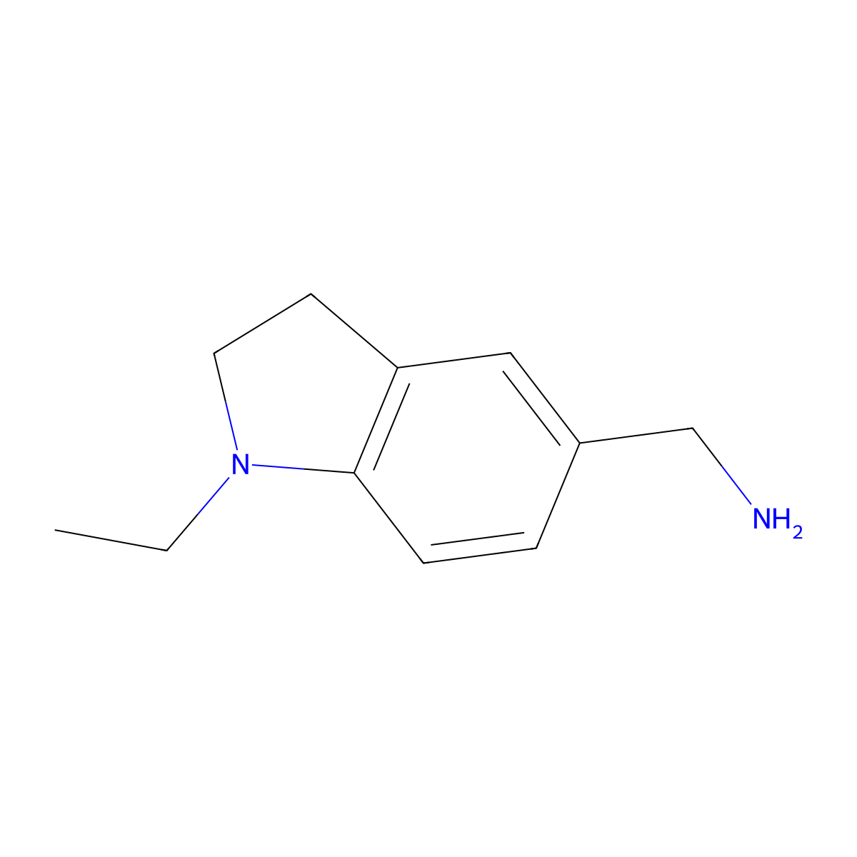 (1-Ethyl-2,3-dihydro-1h-indol-5-yl)methanamine molecular structure, CAS 1092351-24-0