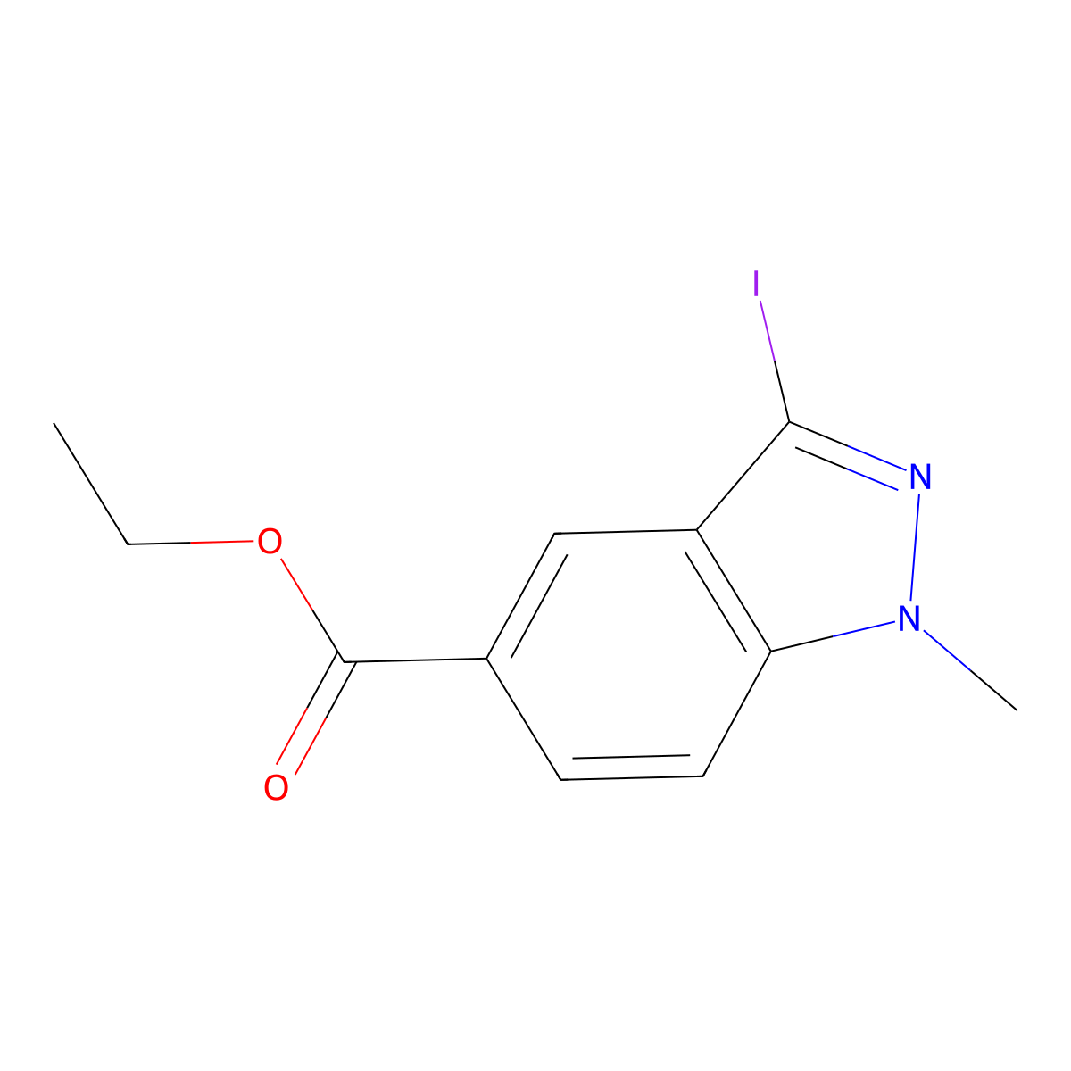 Ethyl 3-iodo-1-methyl-1H-indazole-5-carboxylate molecular structure, CAS 1092351-68-2
